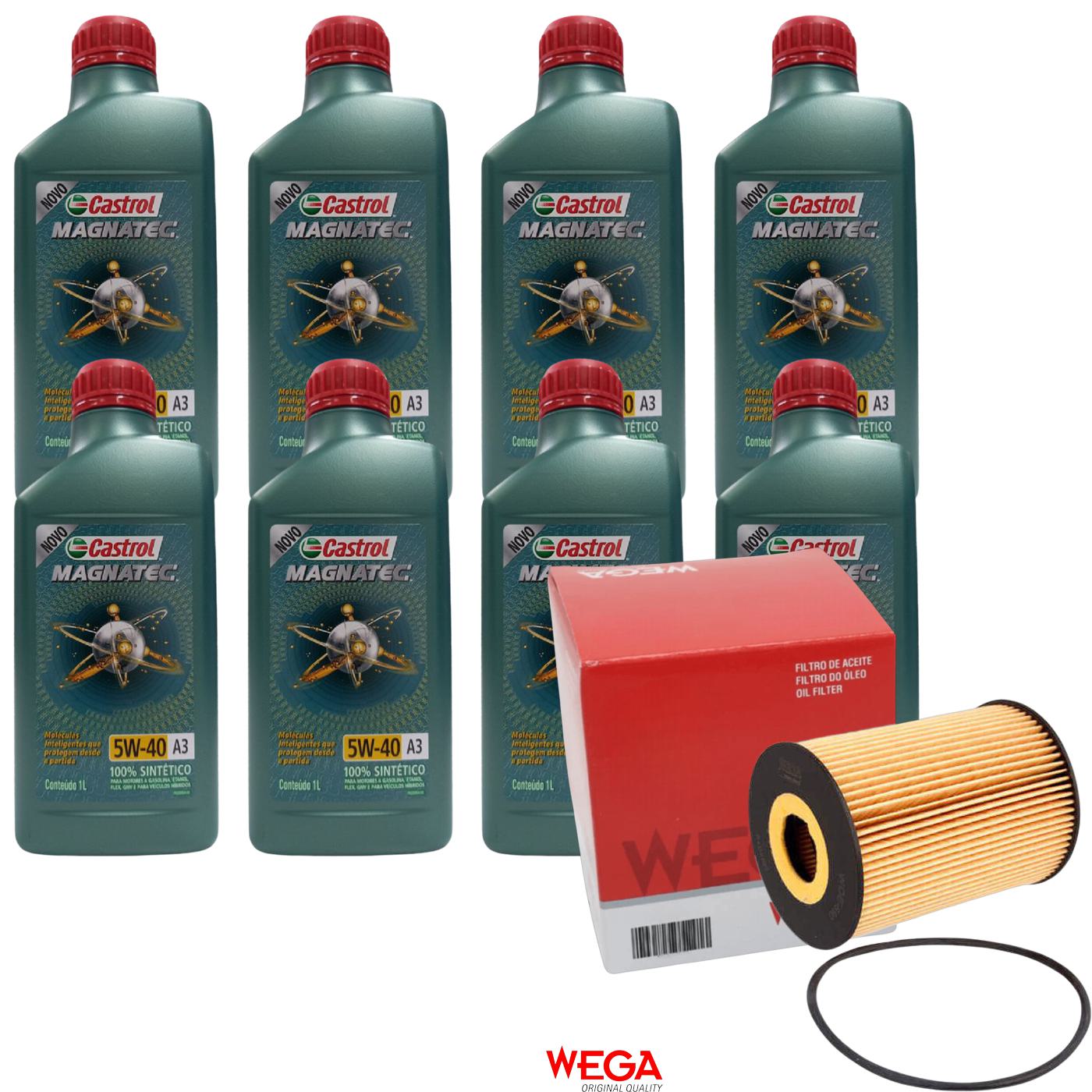 Kit Filtro e 8L Óleo Motor 5W40 Magnatec - Castrol / Wega - 3436621 / WOE-890