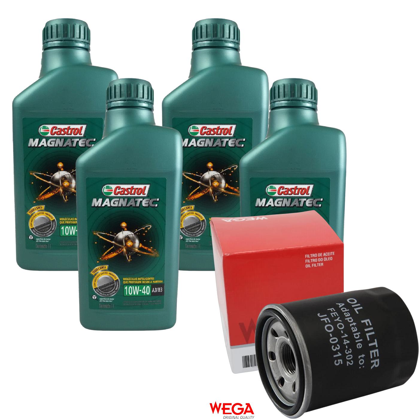 Kit Filtro e 4L Óleo Motor 10W40 Magnatec - Castrol / Wega - 3438392 / JFO-0315
