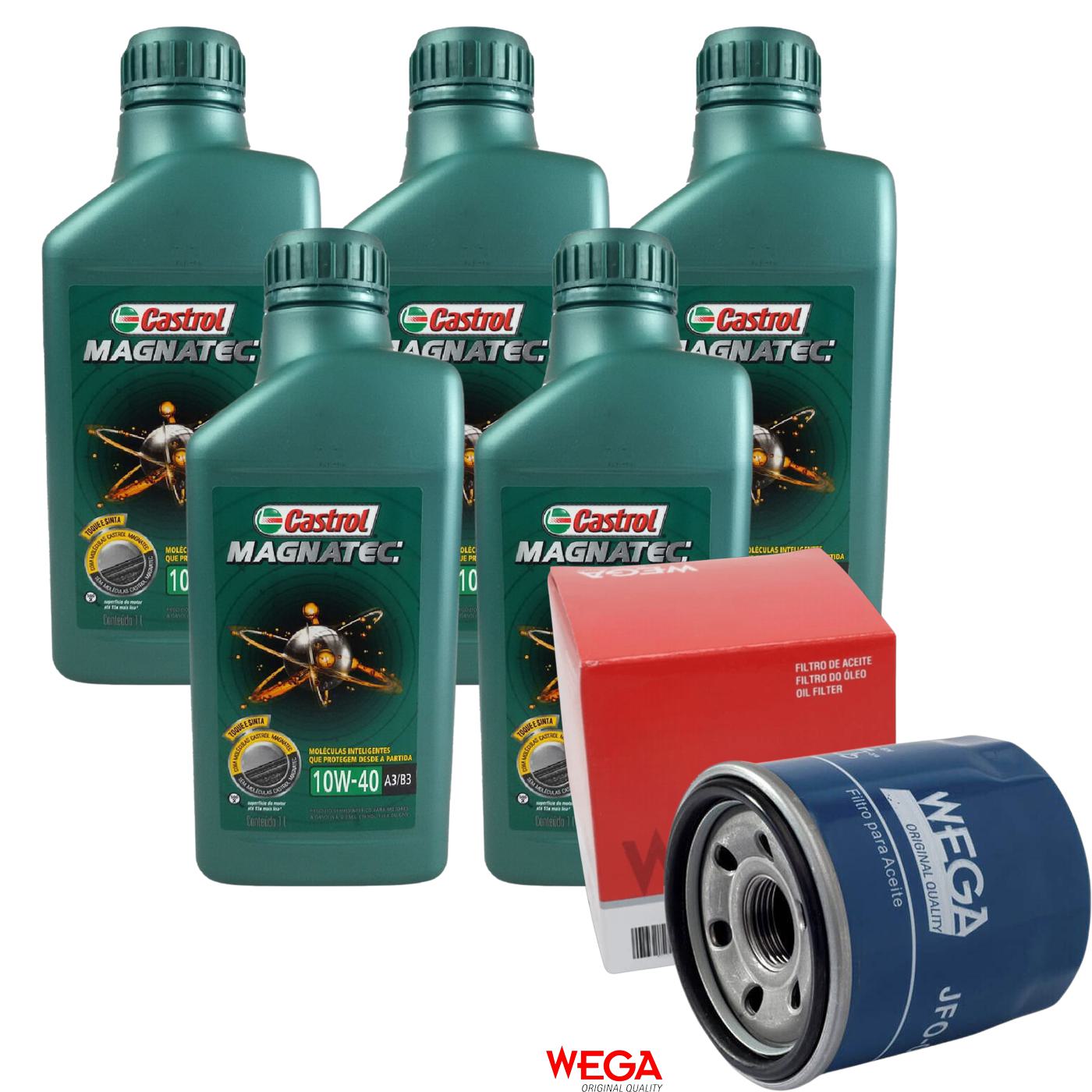 Kit Filtro e 5L Óleo Motor 10W40 Magnatec - Castrol / Wega - 3438392 / JFO-0H00