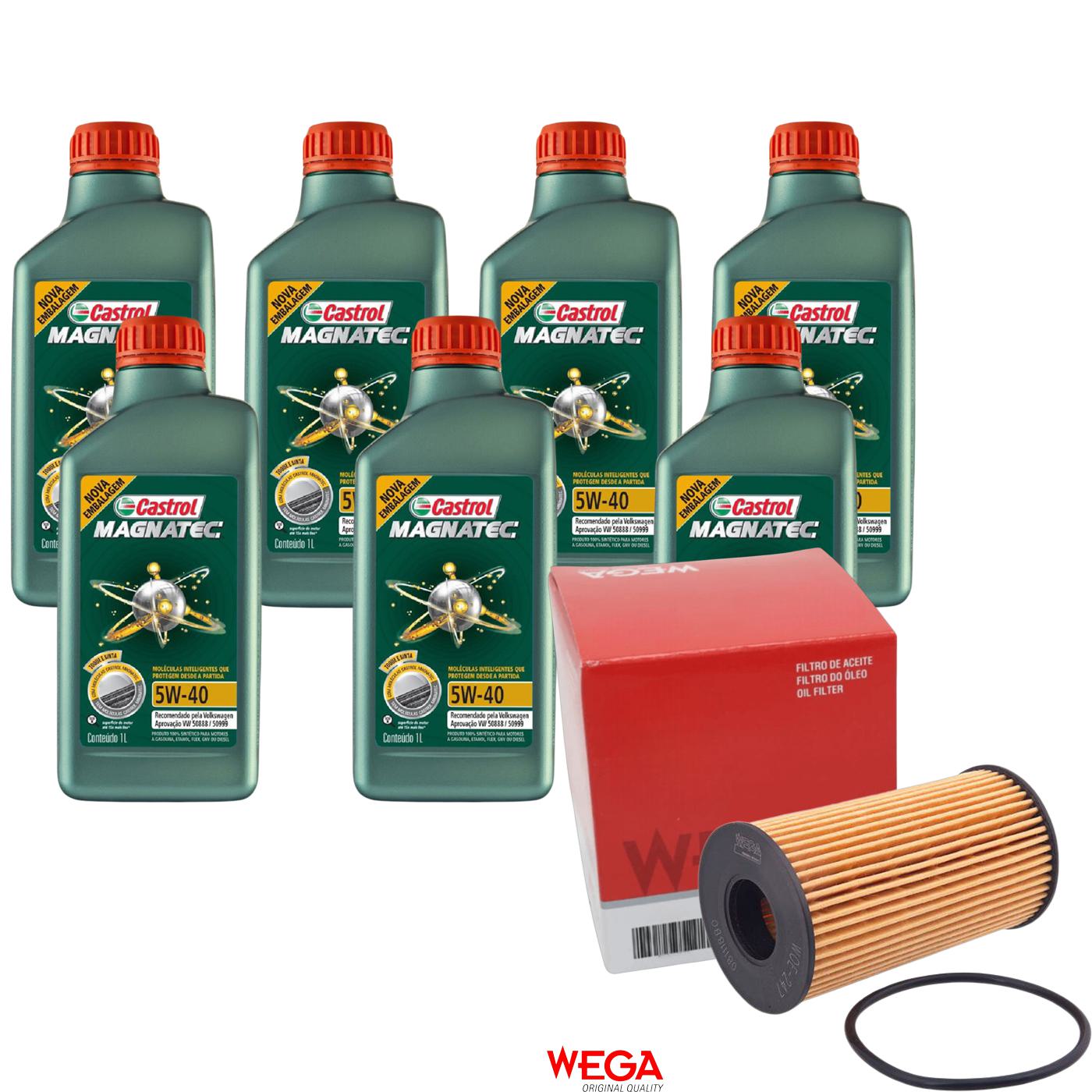 Kit Filtro e 7L Óleo Motor 5W40 Magnatec - Castrol / Wega - 3438139 / WOE-247