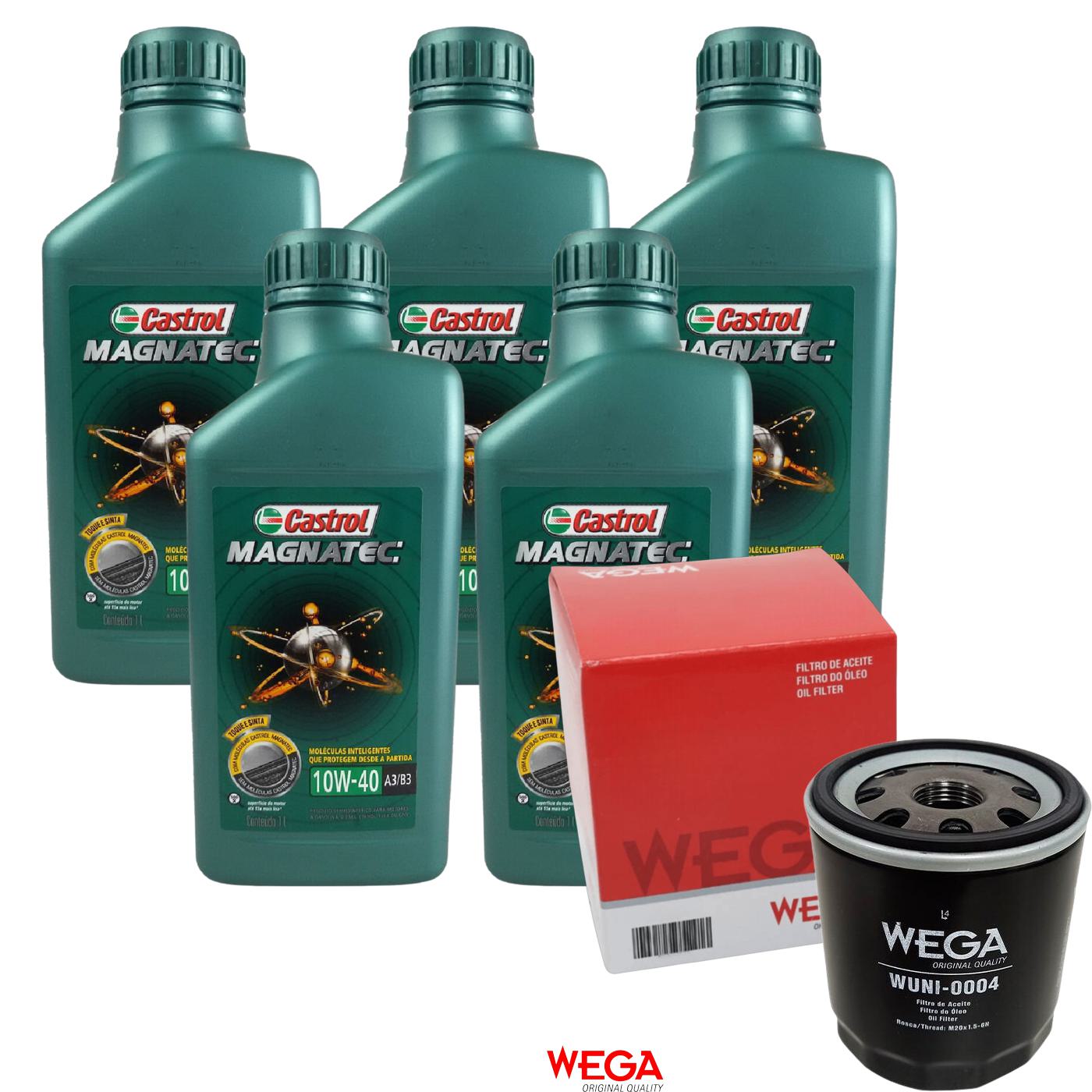 Kit Filtro e 5L Óleo Motor 10W40 Magnatec - Castrol / Wega - 3438392 / WUNI-0004