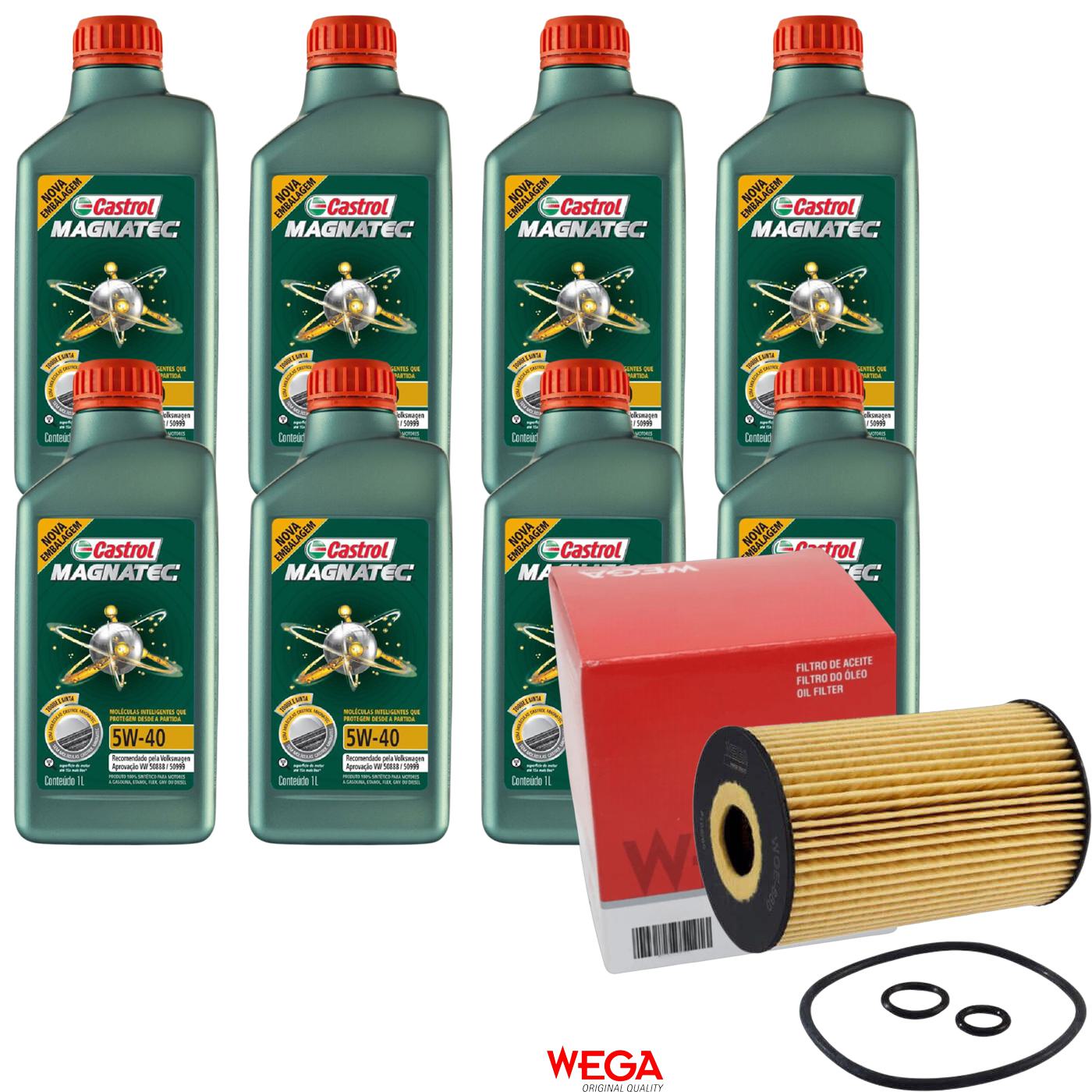 Kit Filtro e 8L Óleo Motor 5W40 Magnatec - Castrol / Wega - 3438139 / WOE-680