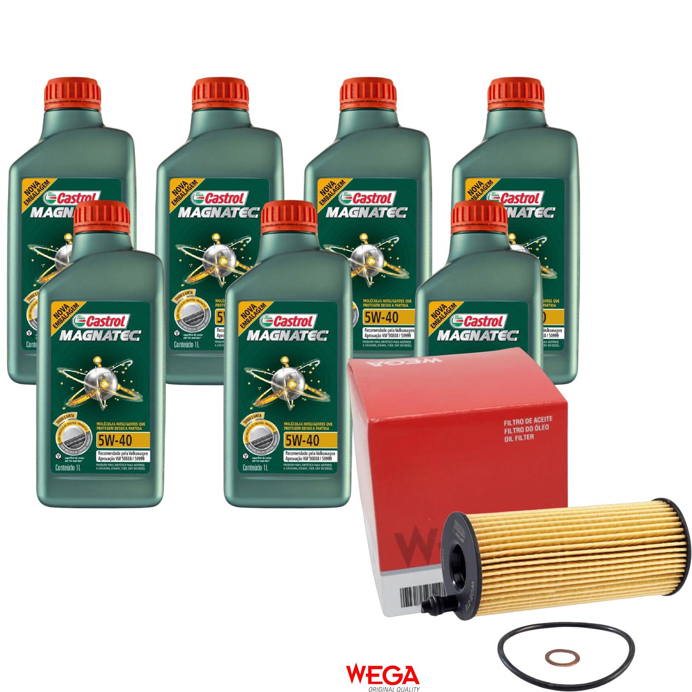 Kit Filtro e 7L Óleo Motor 5W40 Magnatec - Castrol / Wega - 3438139 / WOE-216
