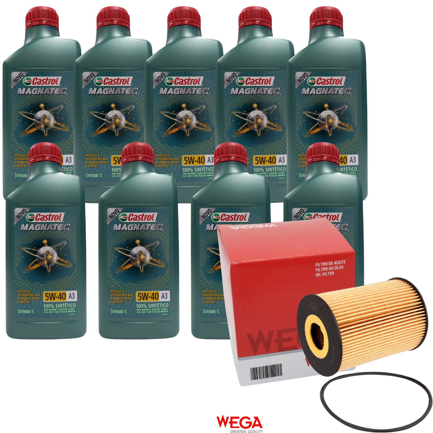 Kit Filtro e 9L Óleo Motor 5W40 Magnatec - Castrol / Wega - 3436621 / WOE-890