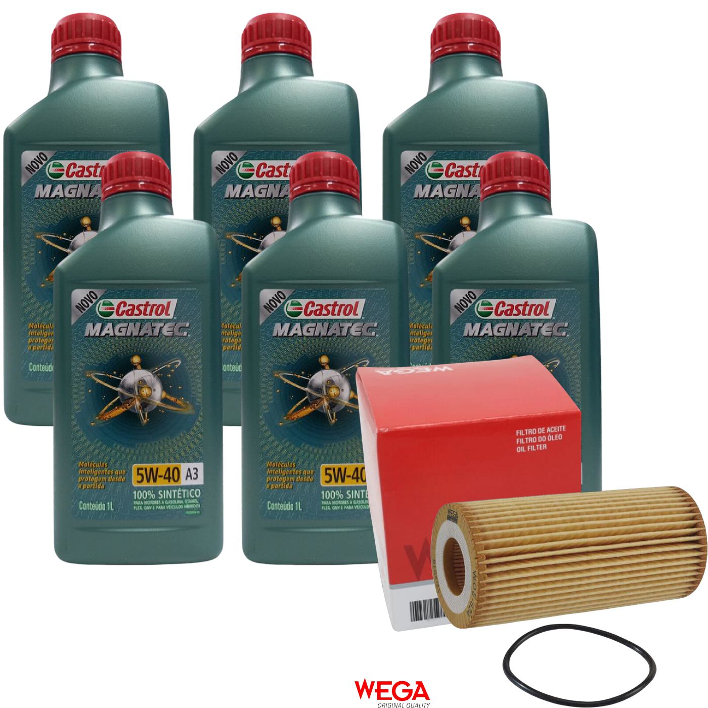 Kit Filtro e 6L Óleo Motor 5W40 Magnatec - Castrol / Wega - 3436621 / WOE-624