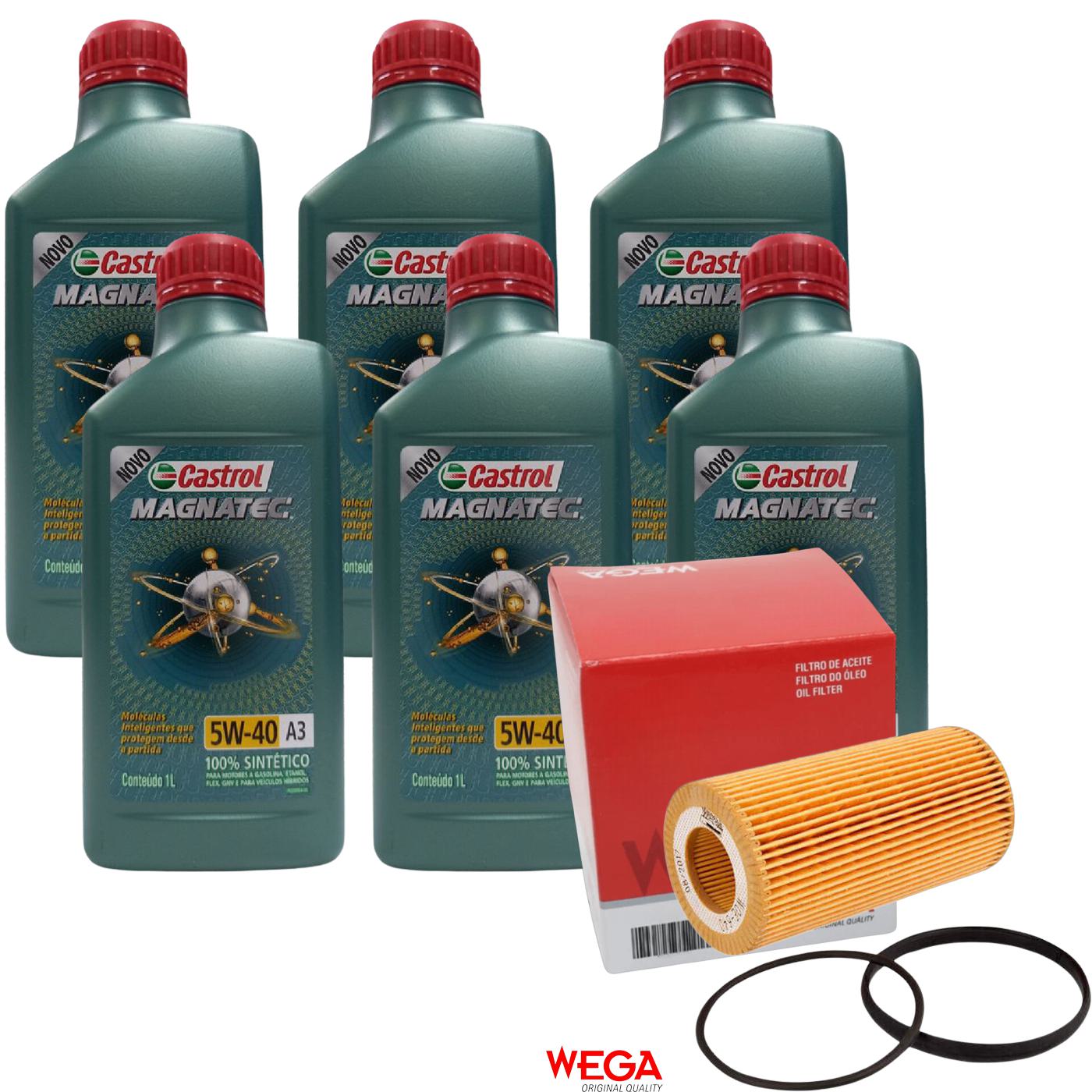 Kit Filtro e 6L Óleo Motor 5W40 Magnatec - Castrol / Wega - 3436621 / WOE-640