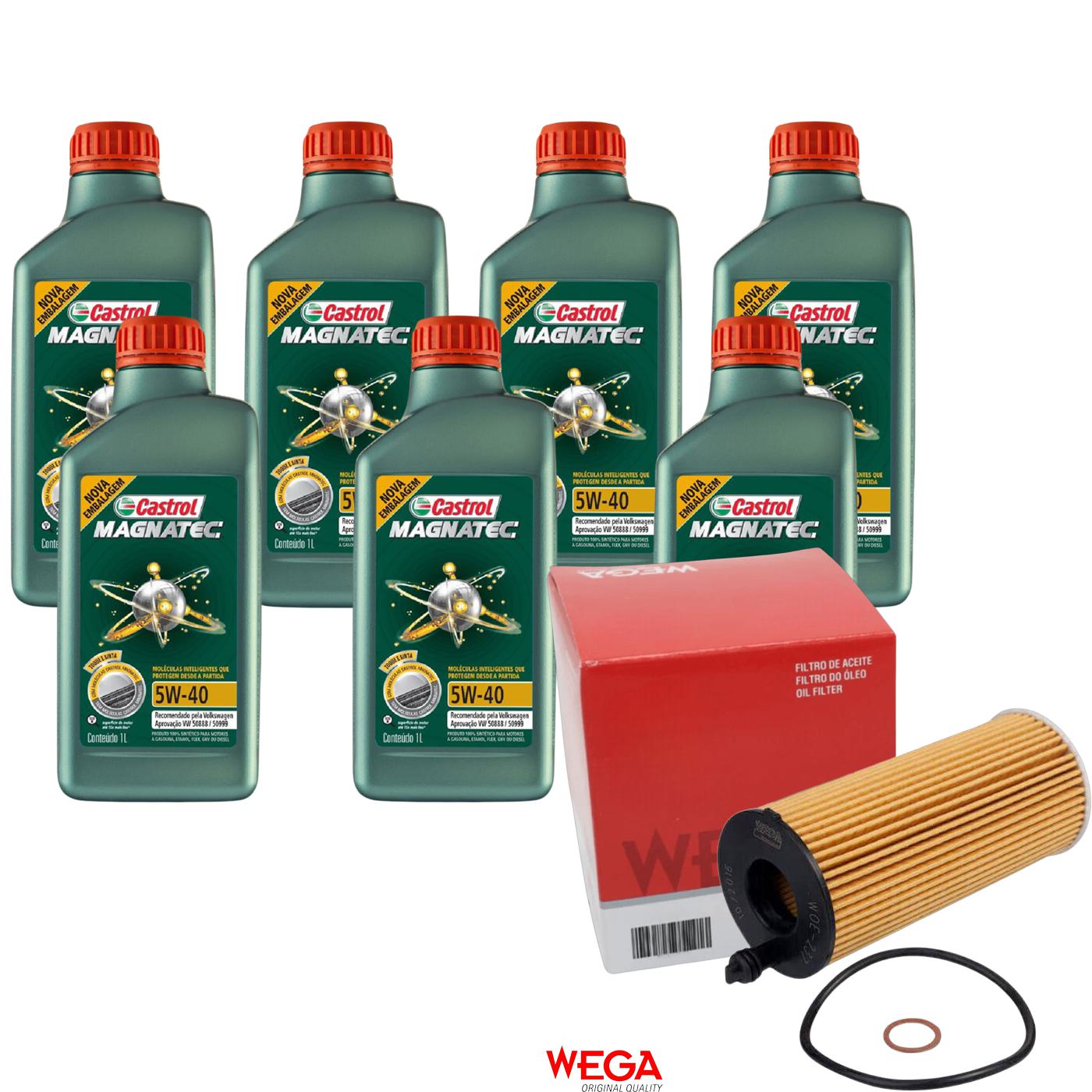 Kit Filtro e 7L Óleo Motor 5W40 Magnatec - Castrol / Wega - 3438139 / WOE-237