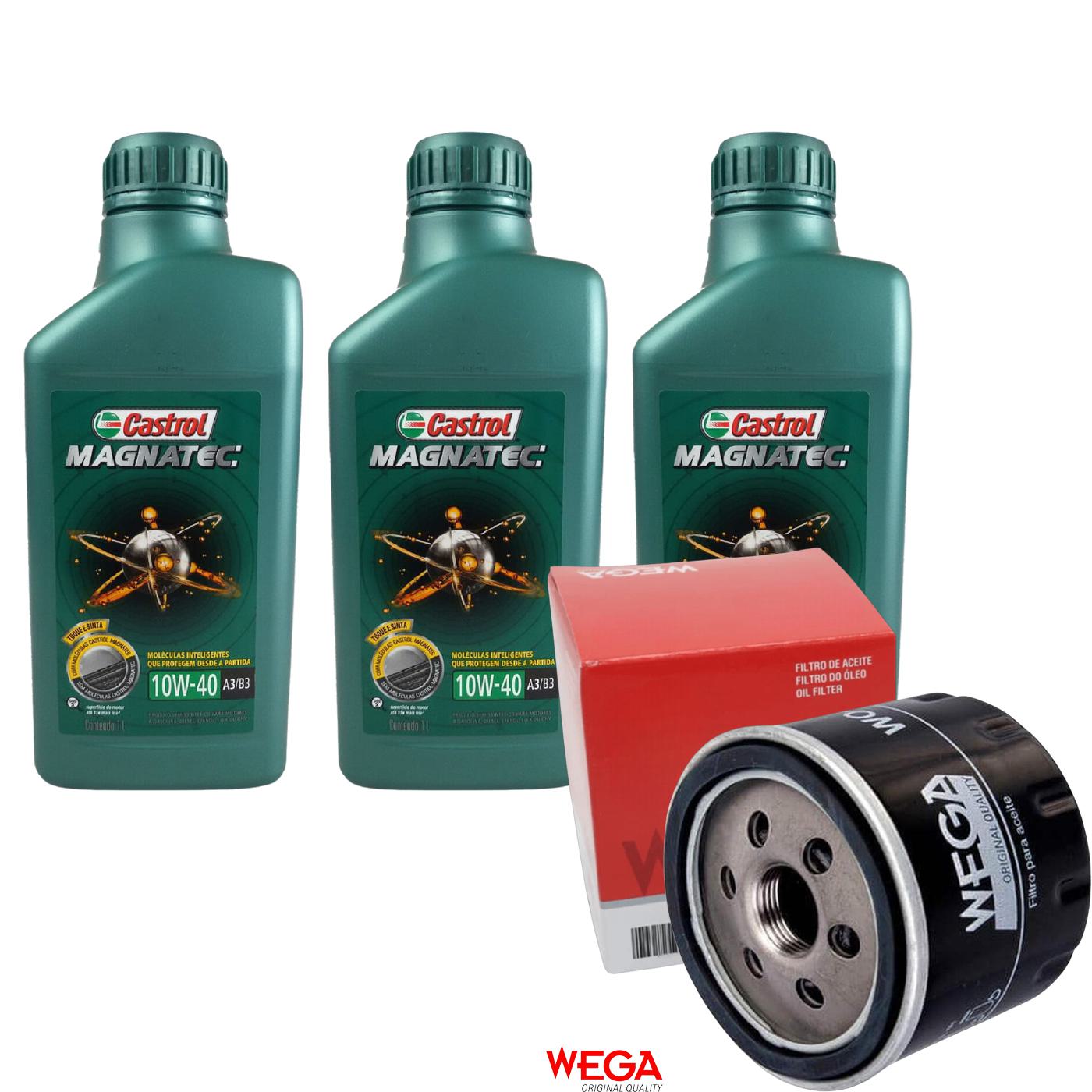 Kit Filtro e 3L Óleo Motor 10W40 Magnatec - Castrol / Wega - 3438392 / WO-121