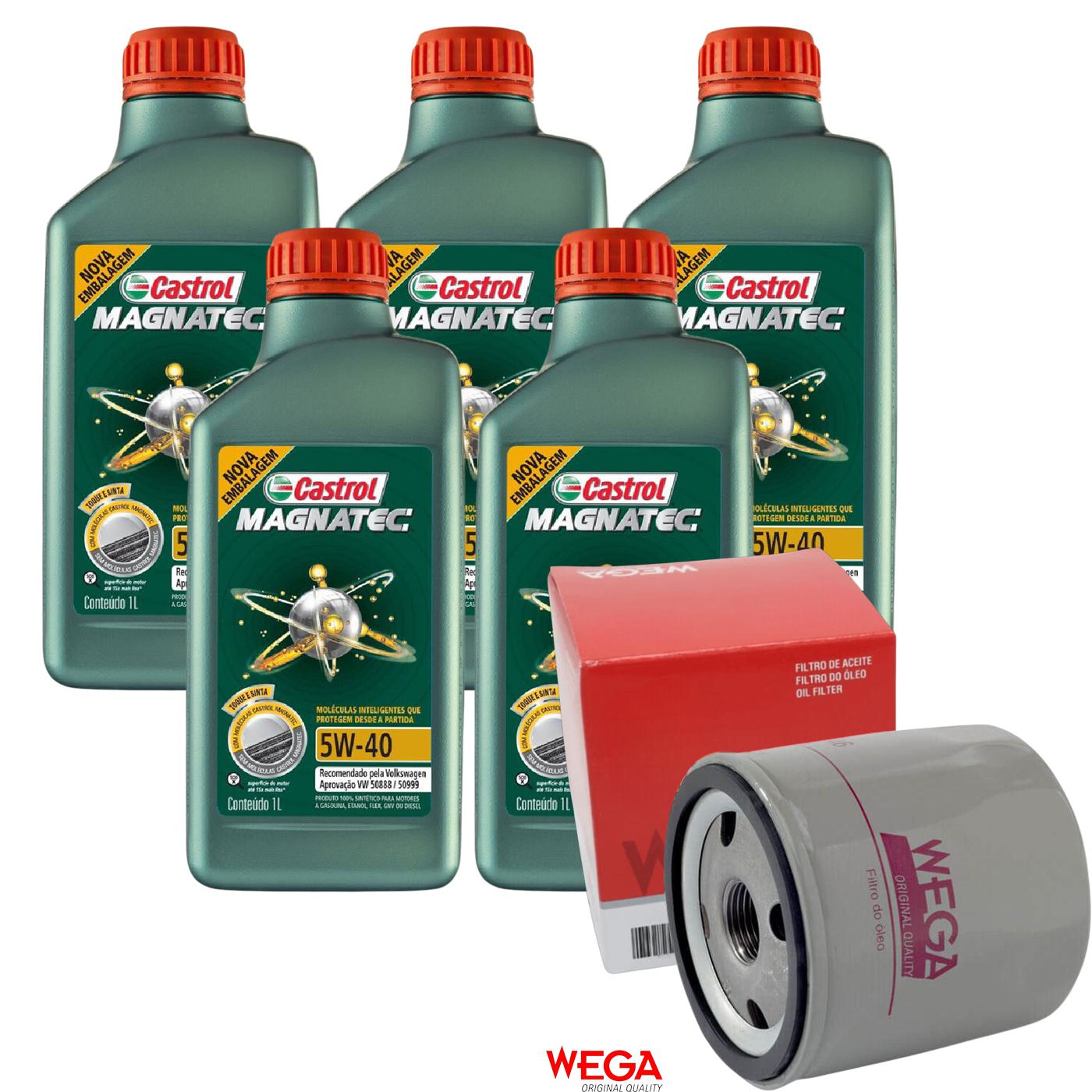 Kit Filtro e 5L Óleo Motor 5W40 Magnatec - Castrol / Wega - 3438139 / WO-346