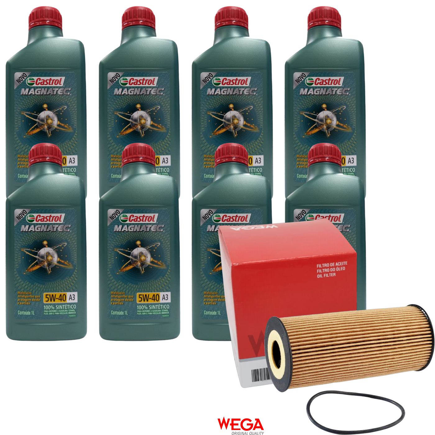 Kit Filtro e 8L Óleo Motor 5W40 Magnatec - Castrol / Wega - 3436621 / WOE-931
