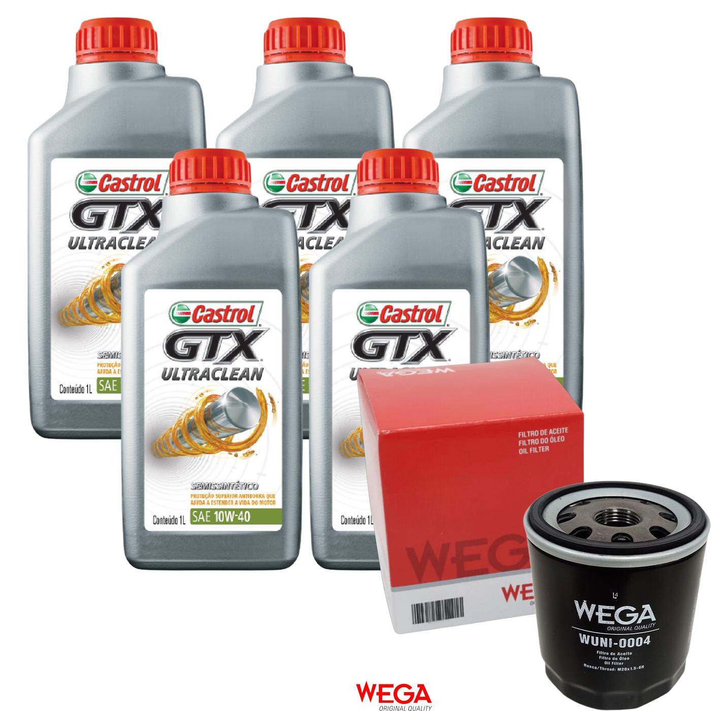 Kit Filtro e 5L Óleo Motor 10W40 GTX - Castrol / Wega - 3436727 / WUNI-0004