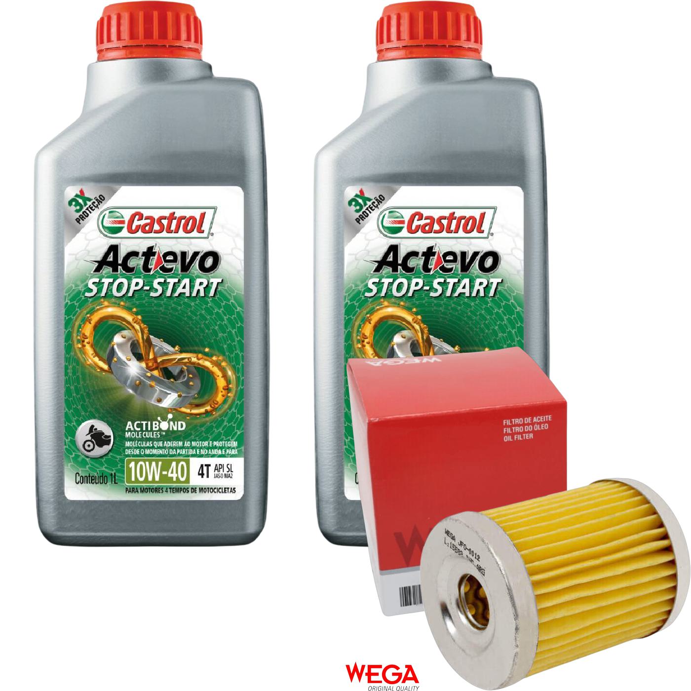 Kit Filtro e 2L Óleo Motor 10W40 Actevo - Castrol / Wega - 3430825 / JFO-0012