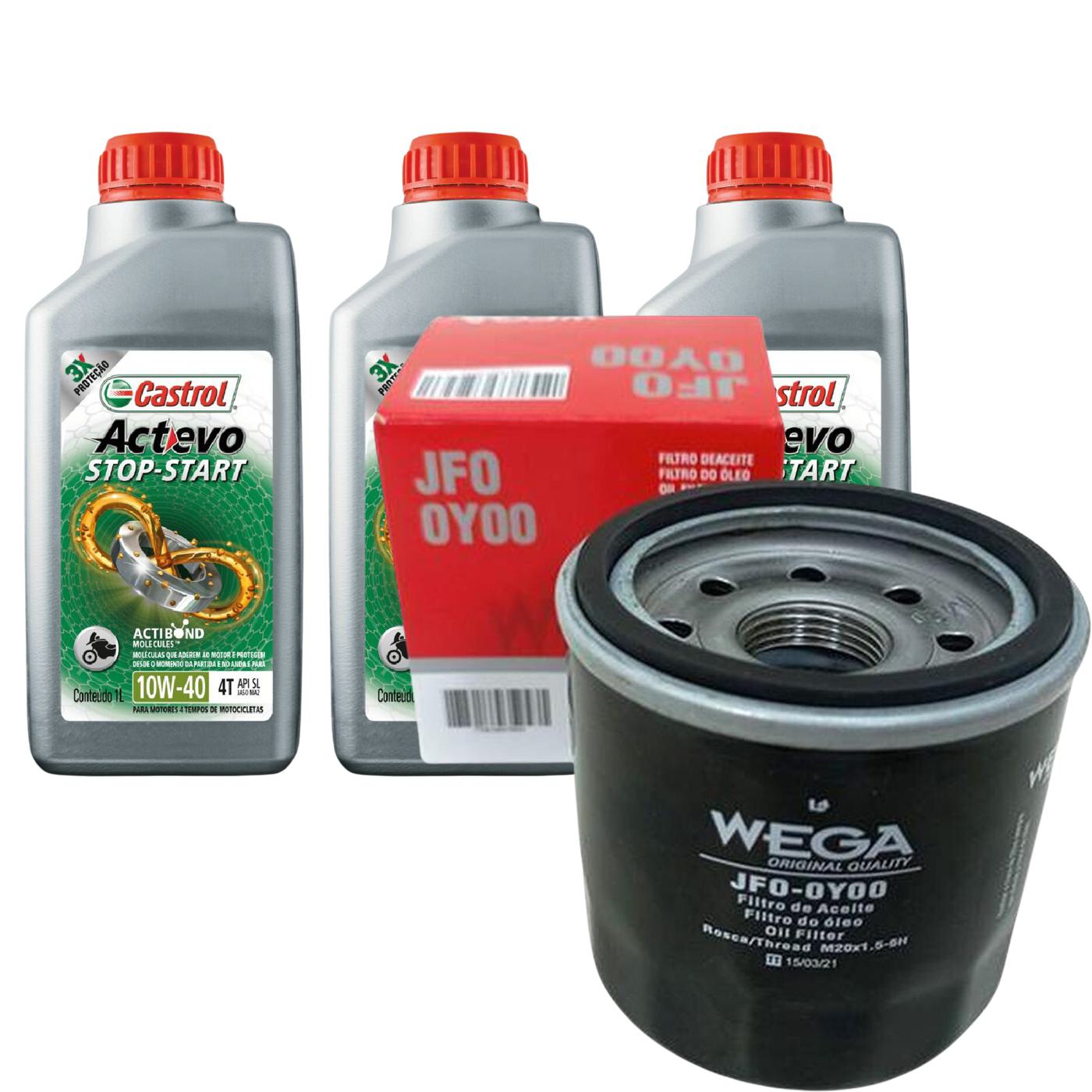 Kit Filtro e 3L Óleo Motor 10W40 Actevo - Castrol / Wega - 3430825 / JFO-0Y00