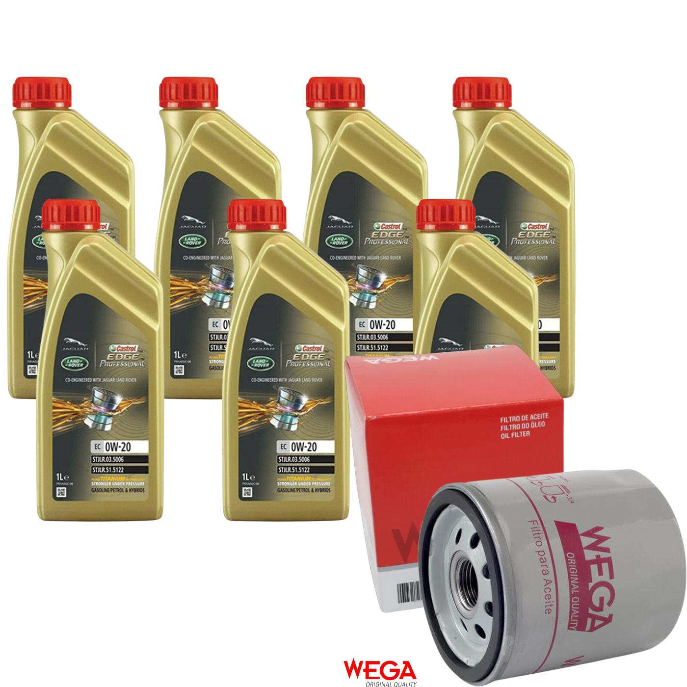 Kit Filtro e 7L Óleo Motor 0W20 Edge - Castrol / Wega - 3435390 / WO-153