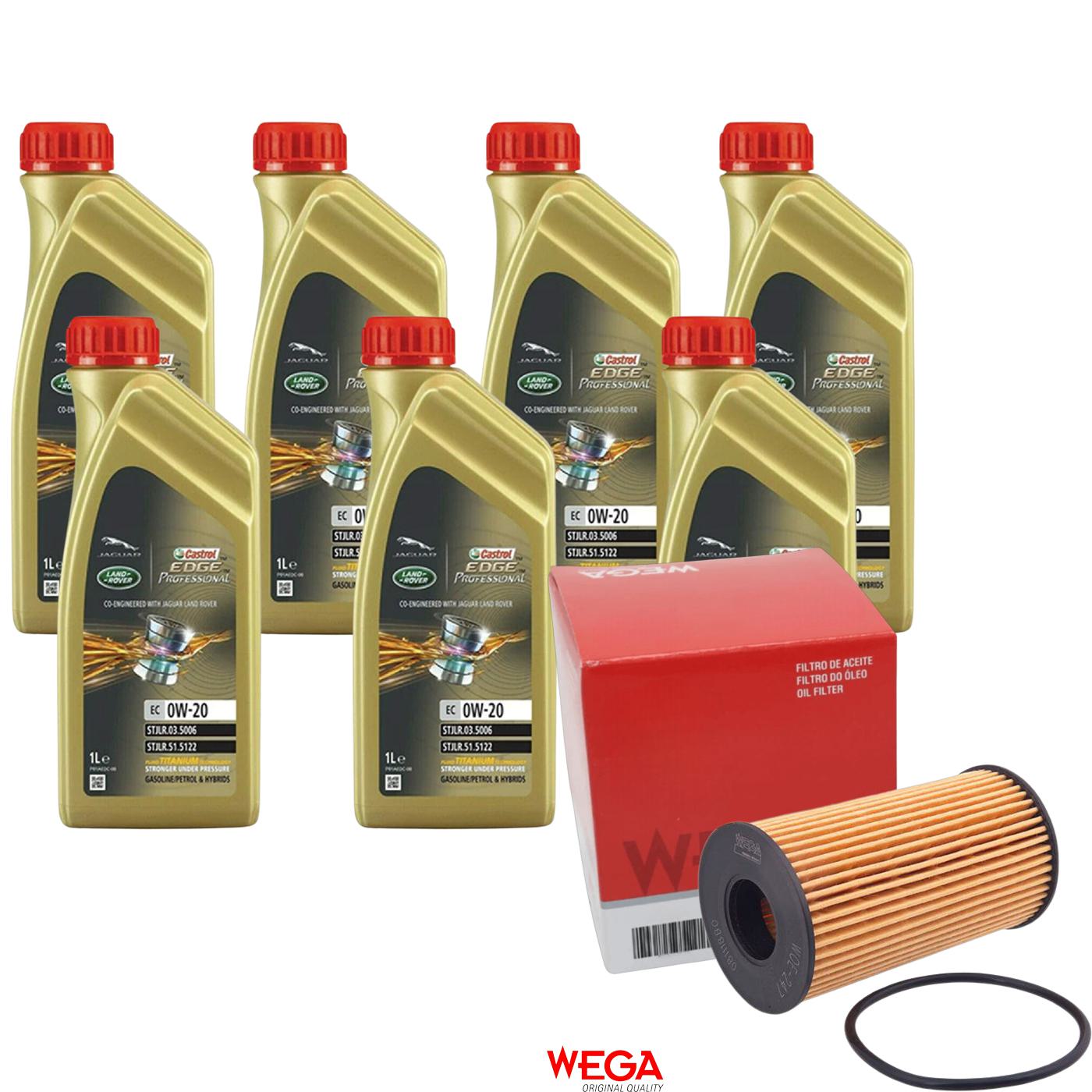 Kit Filtro e 7L Óleo Motor 0W20 Edge - Castrol / Wega - 3435390 / WOE-247