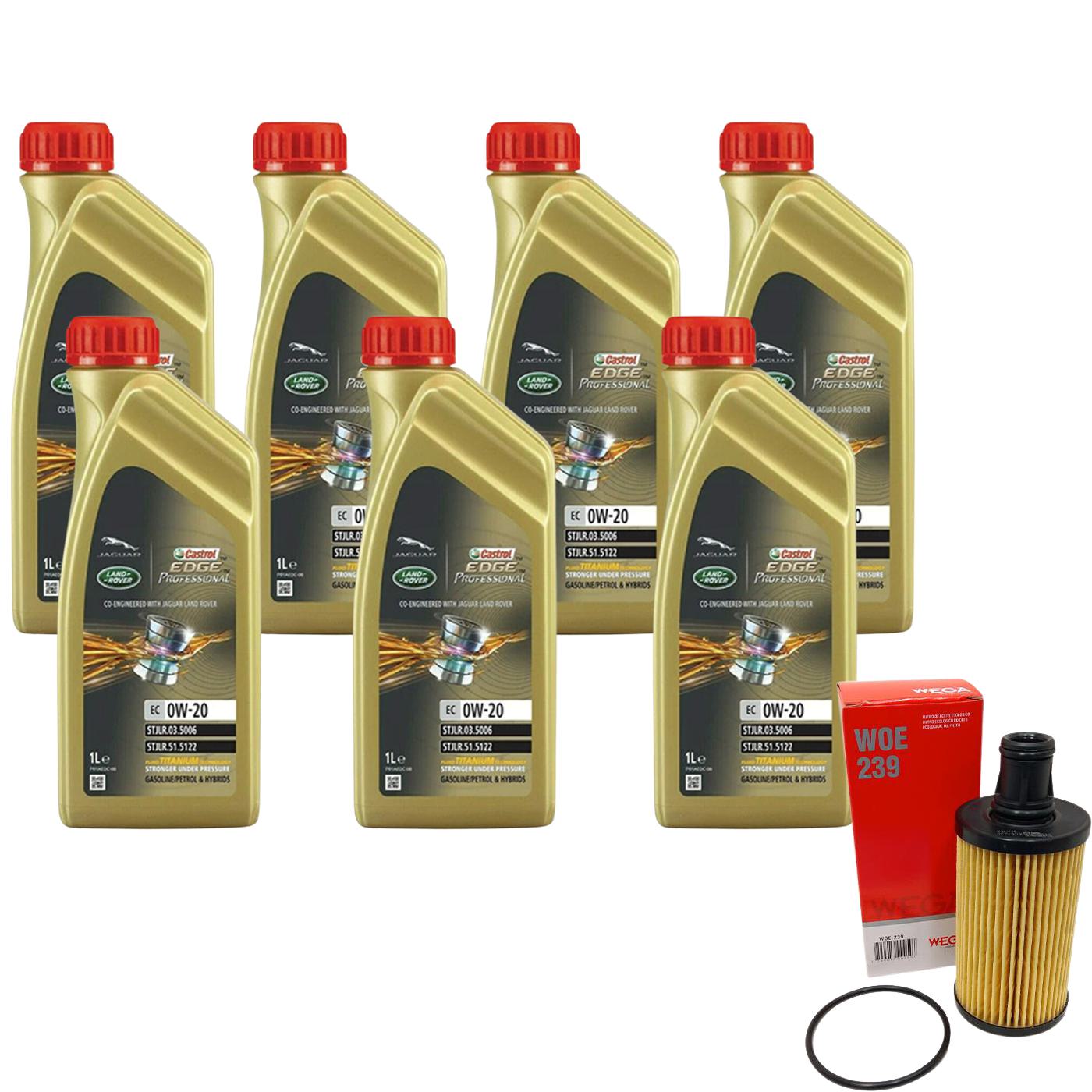 Kit Filtro e 7L Óleo Motor 0W20 Edge - Castrol / Wega - 3435390 / WOE-239