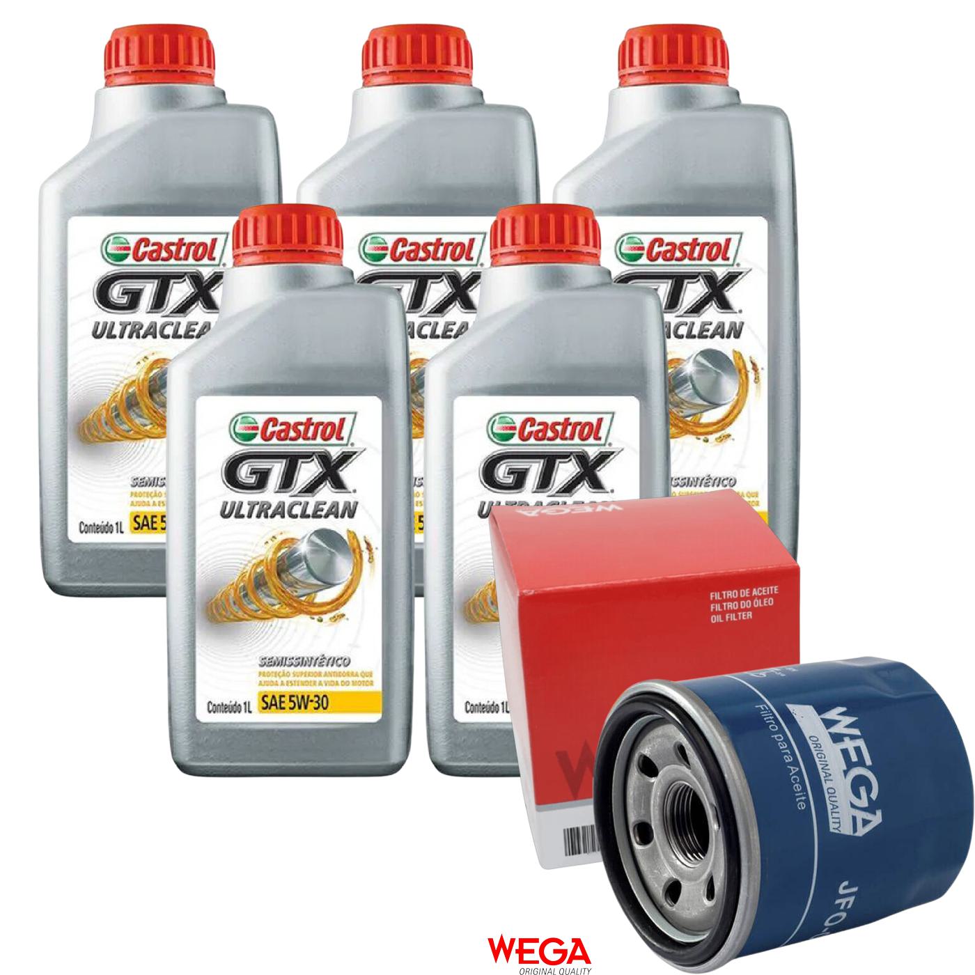 Kit Filtro e 5L Óleo Motor 5W30 GTX - Castrol / Wega - 3435995 / JFO-0H00