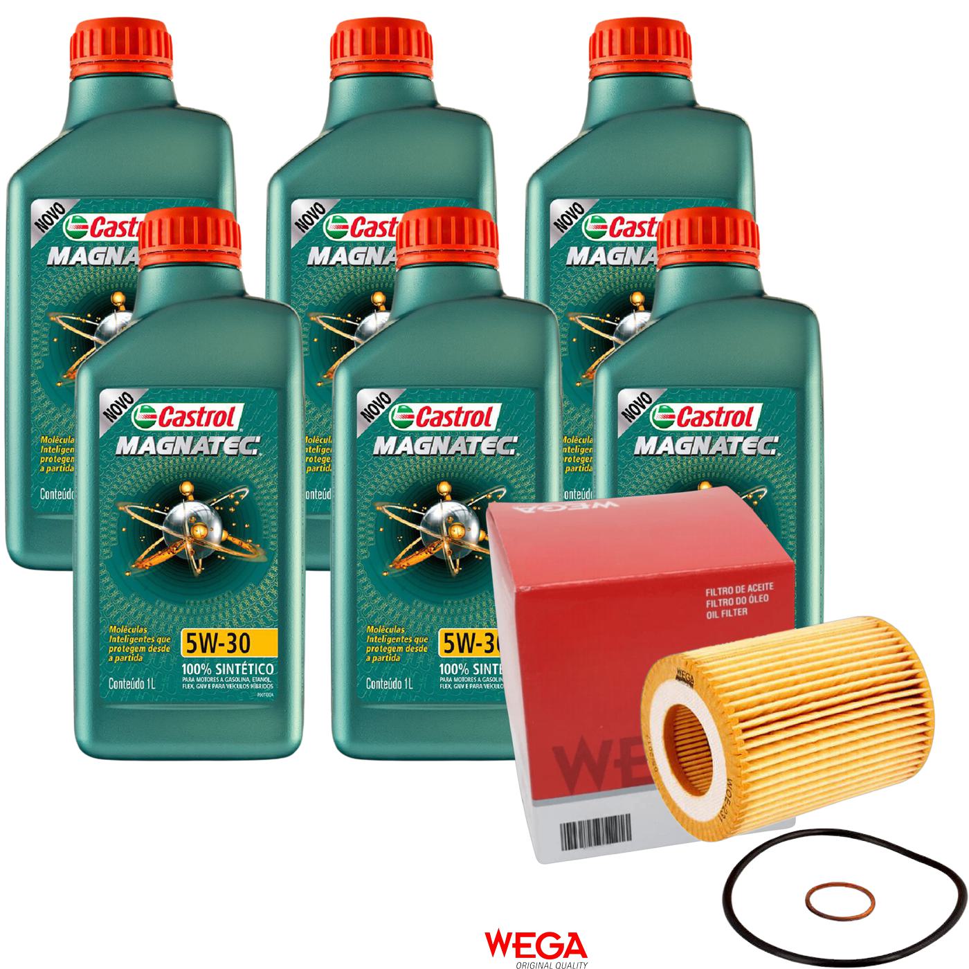 Kit Filtro e 6L Óleo Motor 5W30 Magnatec - Castrol / Wega - 3434565 / WOE-231