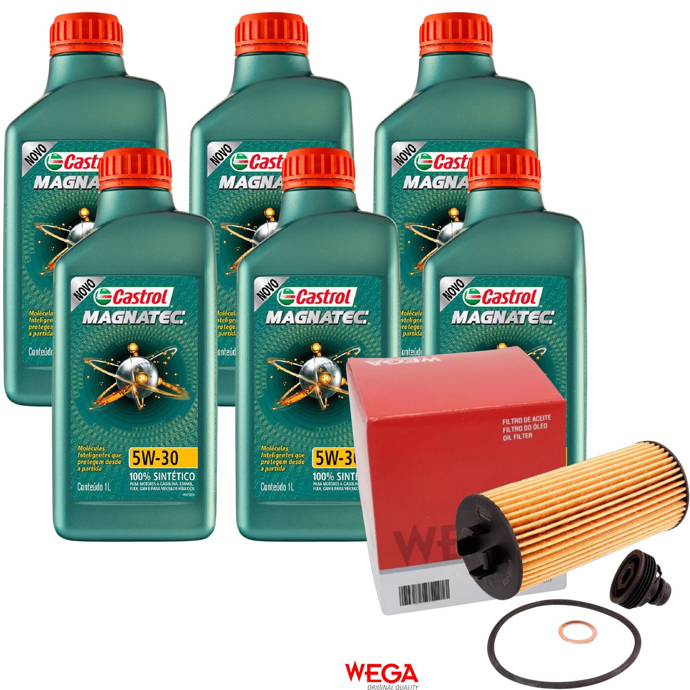 Kit Filtro e 6L Óleo Motor 5W30 Magnatec - Castrol / Wega - 3434565 / WOE-226