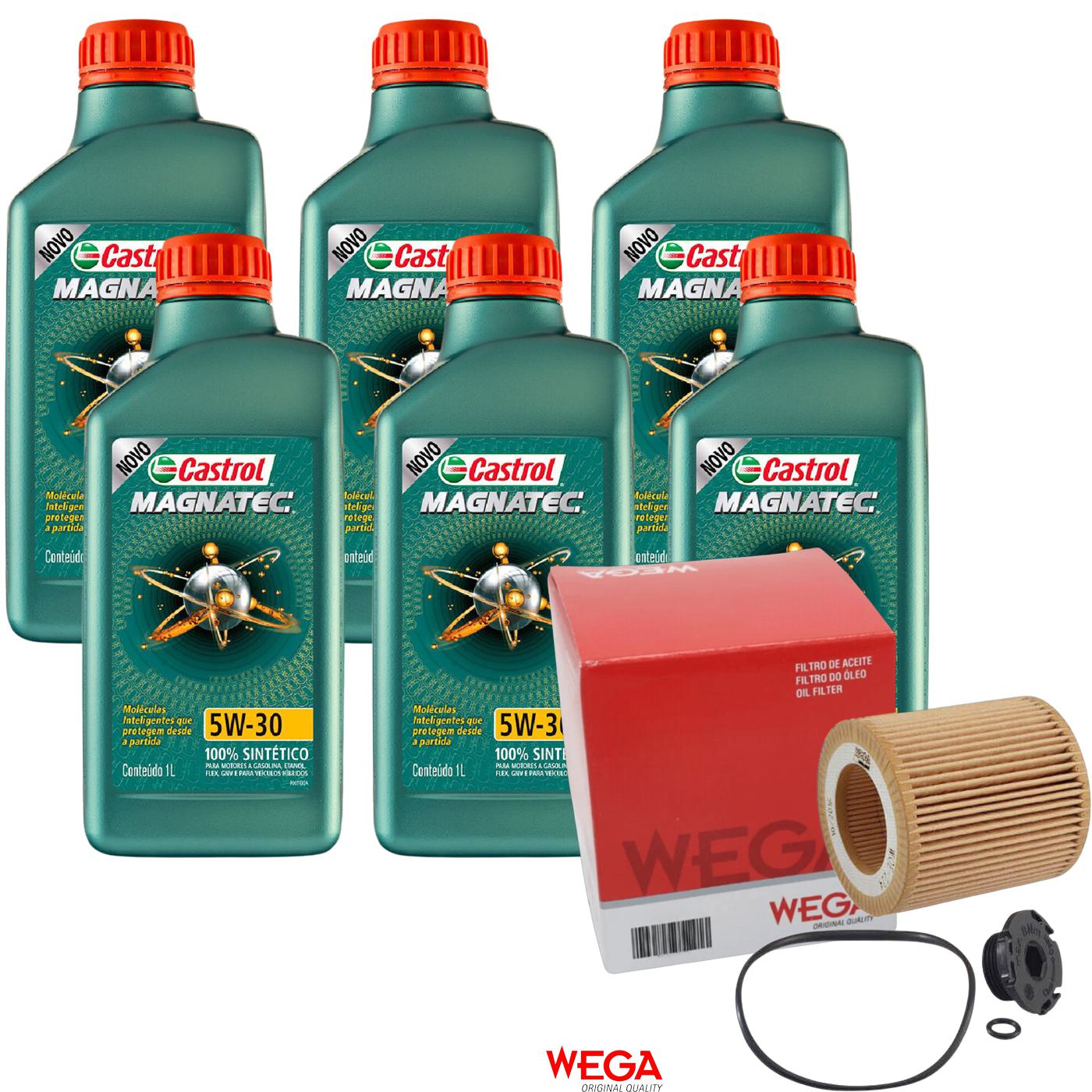 Kit Filtro e 6L Óleo Motor 5W30 Magnatec - Castrol / Wega - 3434565 / WOE-224