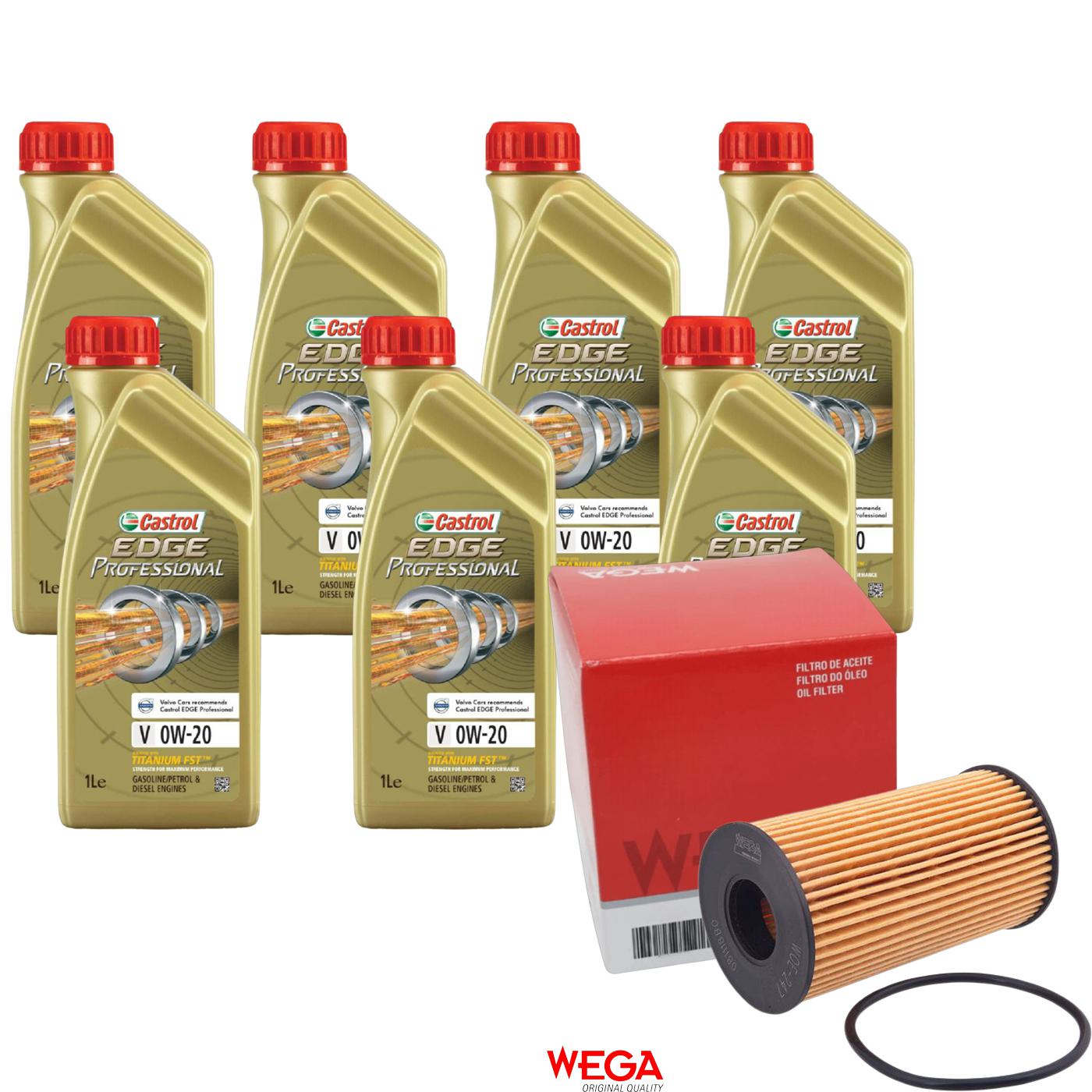 Kit Filtro e 7L Óleo Motor 0W20 Edge - Castrol / Wega - 3435230 / WOE-247