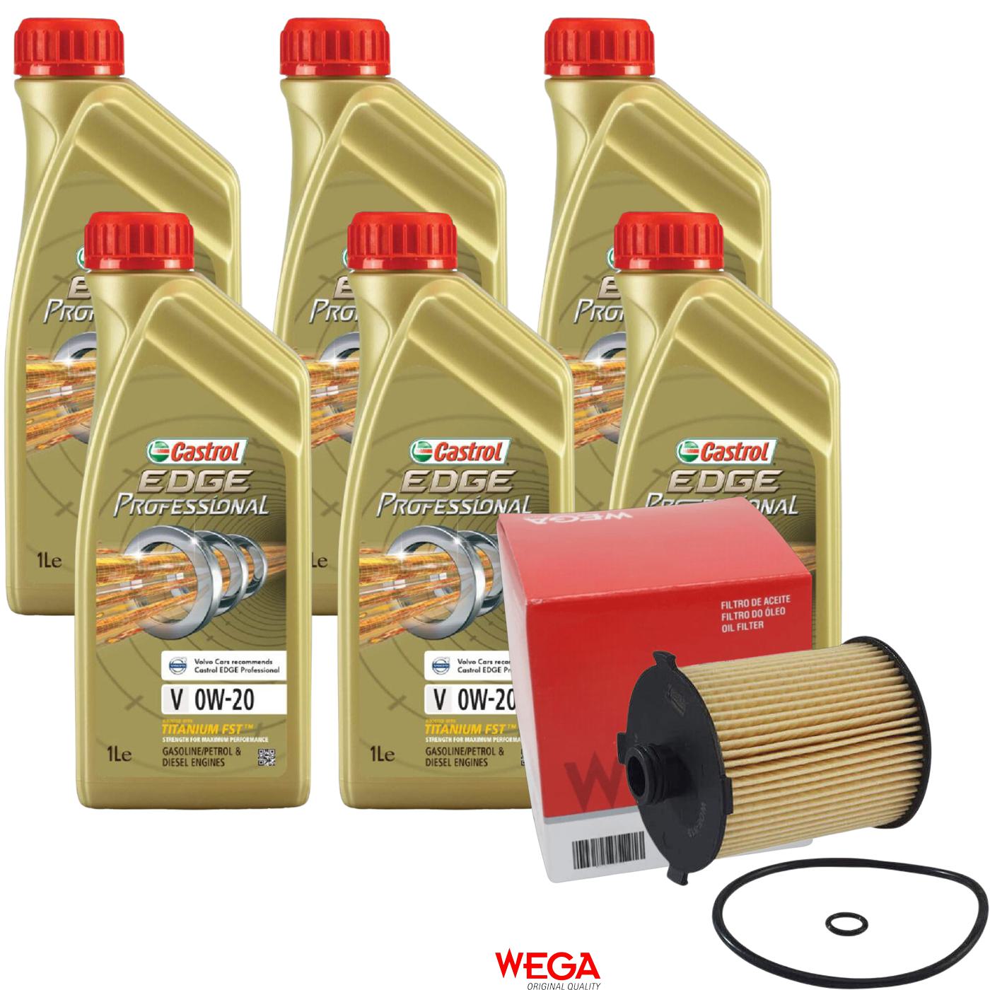 Kit Filtro e 6L Óleo Motor 0W20 Edge - Castrol / Wega - 3435230 / WOE-813