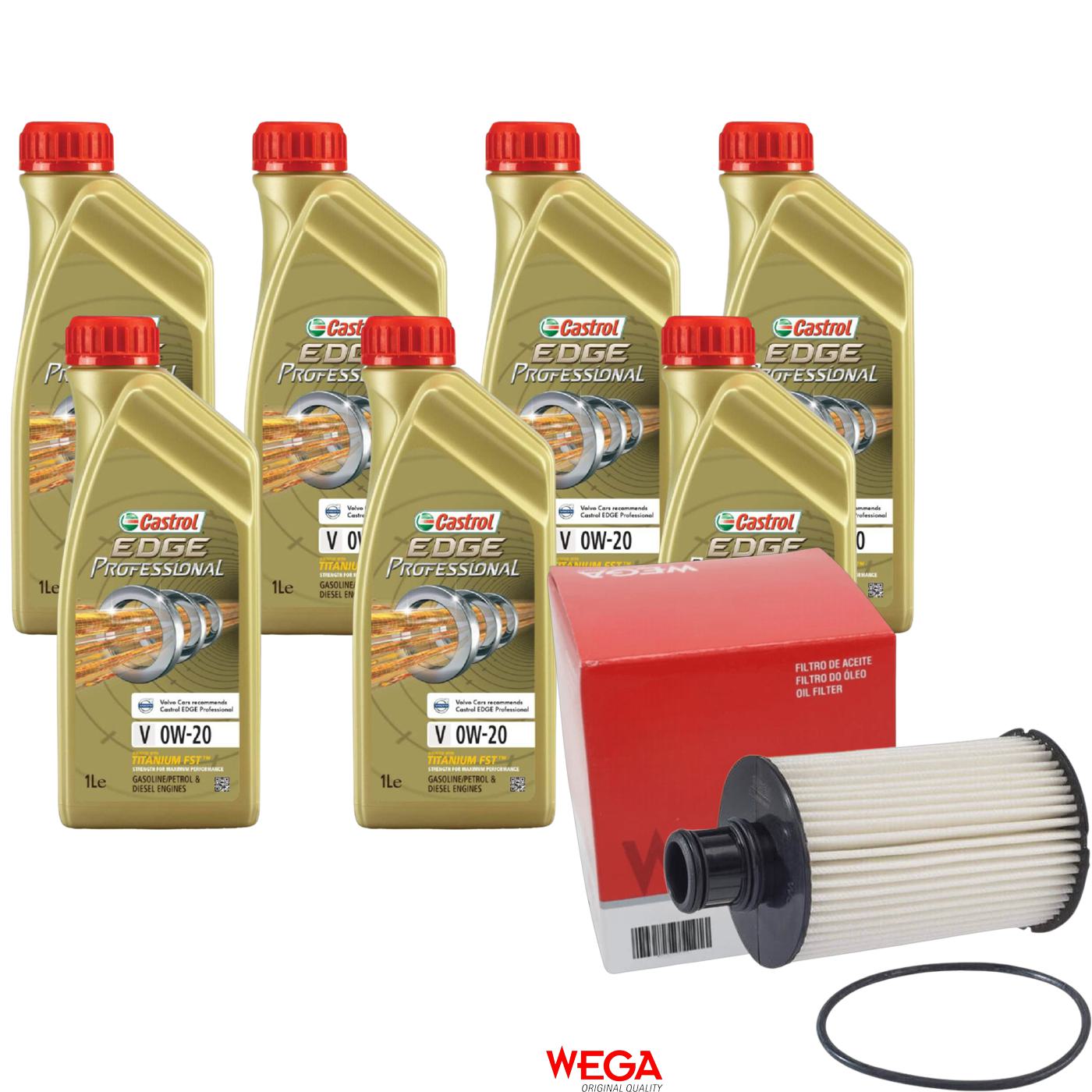 Kit Filtro e 7L Óleo Motor 0W20 Edge - Castrol / Wega - 3435230 / WOE-621