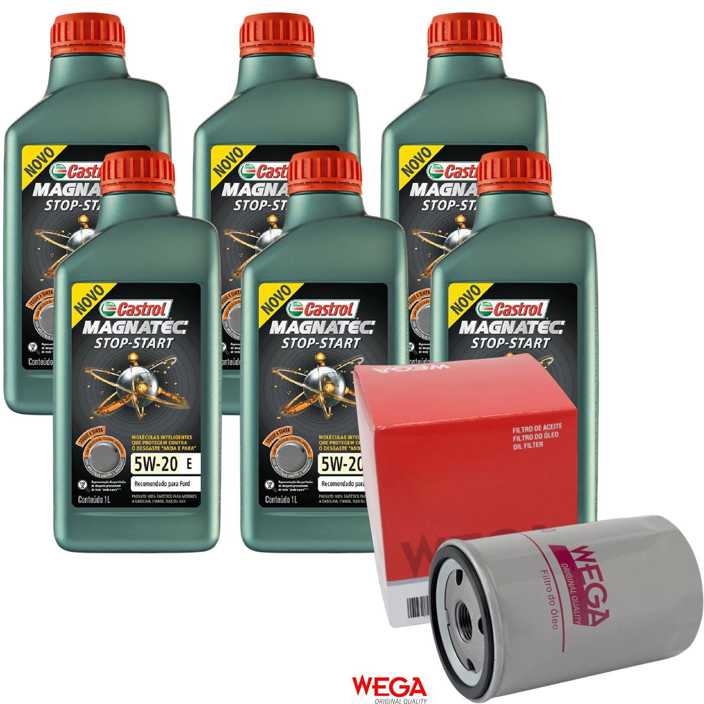 Kit Filtro e 6L Óleo Motor 5W20 Magnatec - Castrol / Wega - 3423400 / WO-180