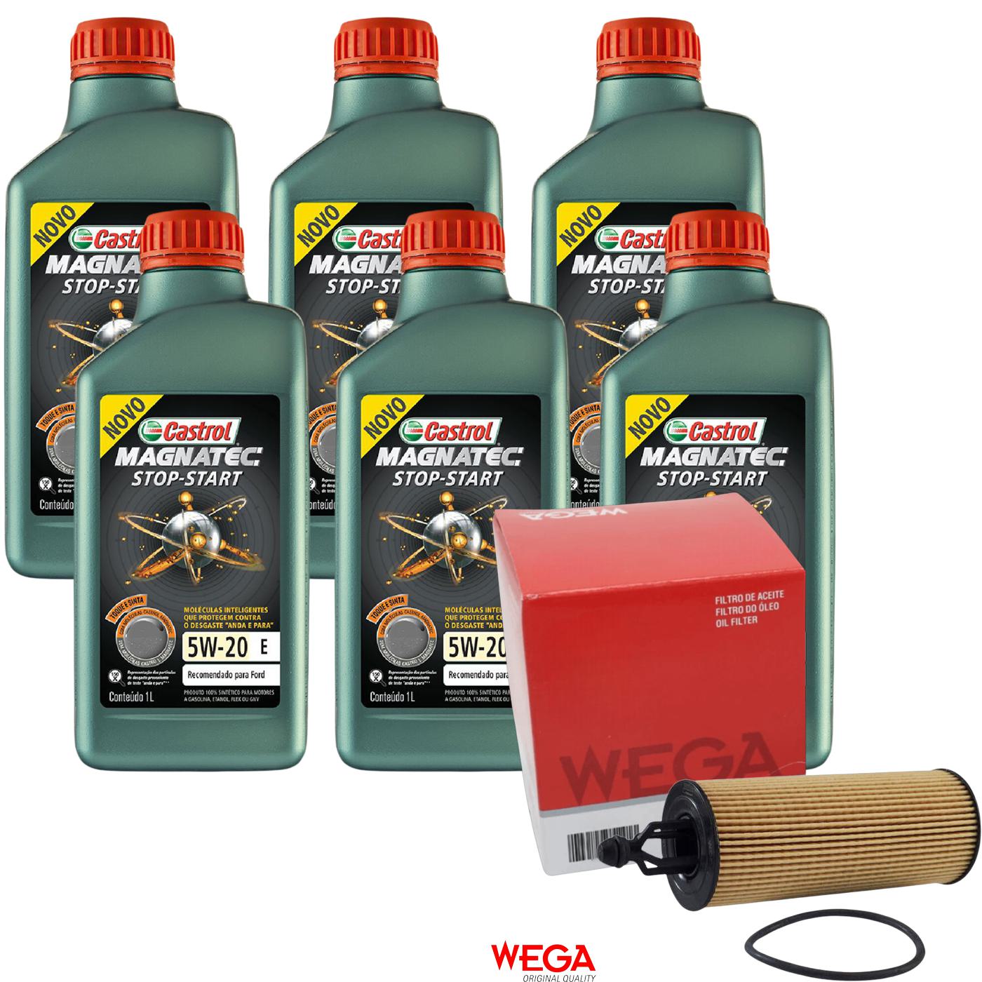 Kit Filtro e 6L Óleo Motor 5W20 Magnatec - Castrol / Wega - 3423400 / WOE-652