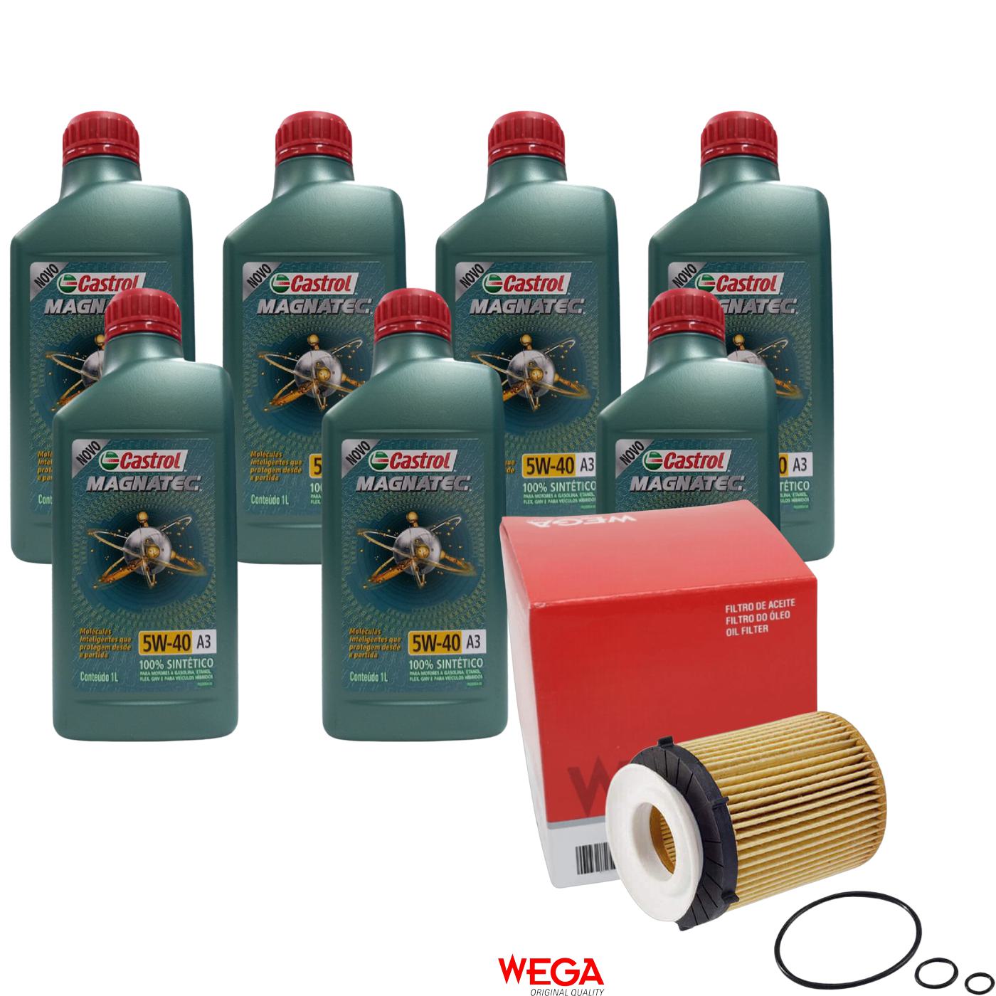 Kit Filtro e 7L Óleo Motor 5W40 Magnatec - Castrol / Wega - 3436621 / WOE-458