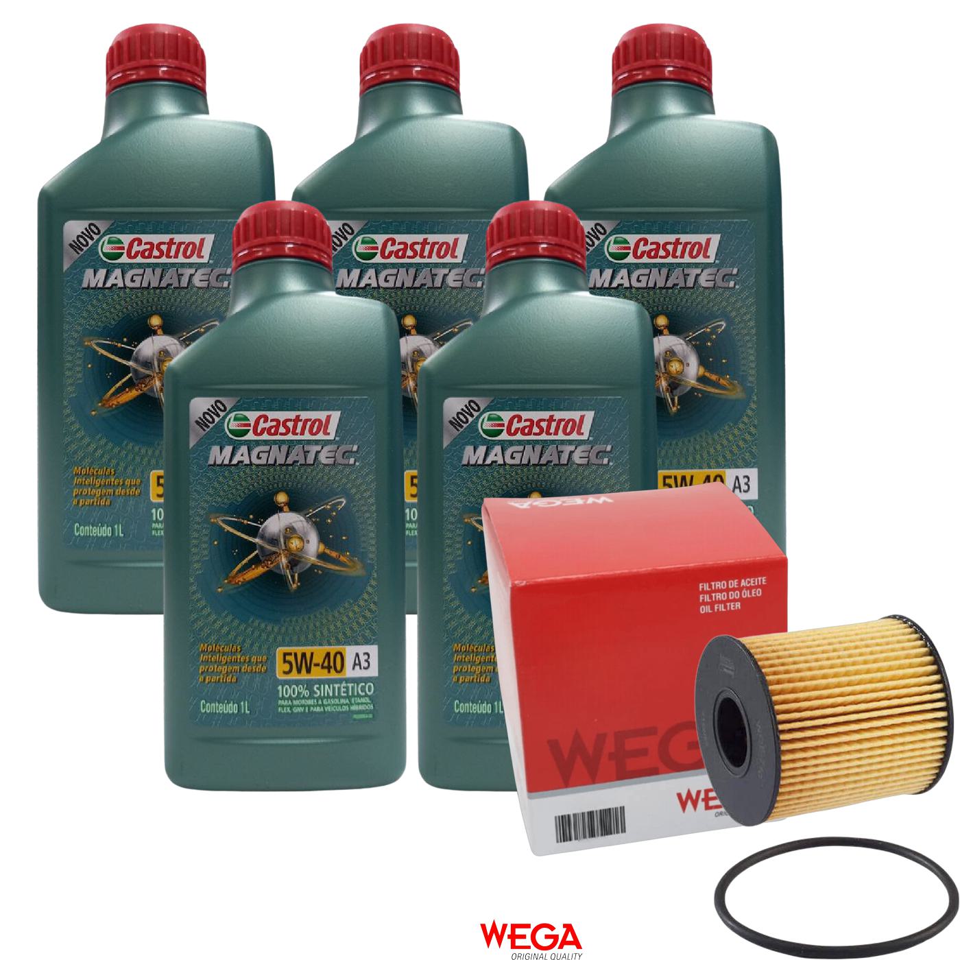 Kit Filtro e 5L Óleo Motor 5W40 Magnatec - Castrol / Wega - 3436621 / WOE-710