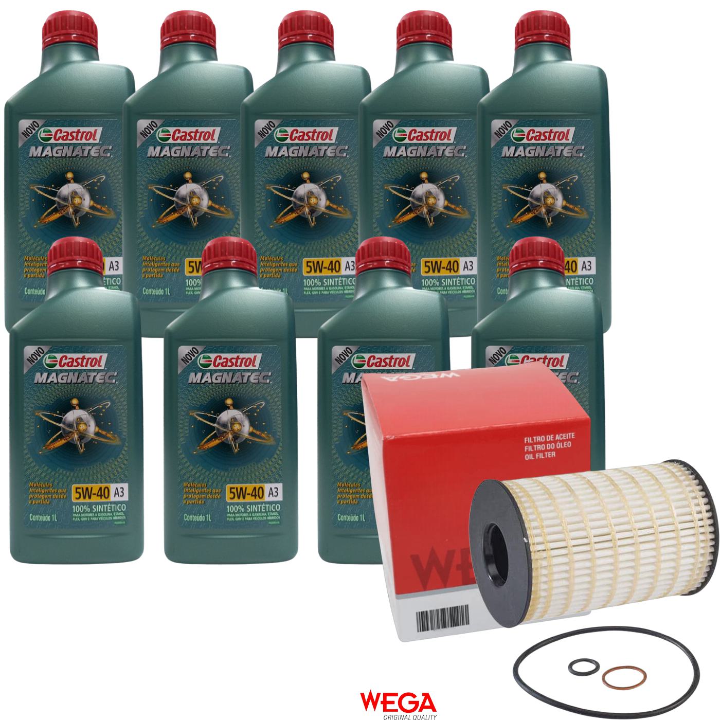 Kit Filtro e 9L Óleo Motor 5W40 Magnatec - Castrol / Wega - 3436621 / WOE-251