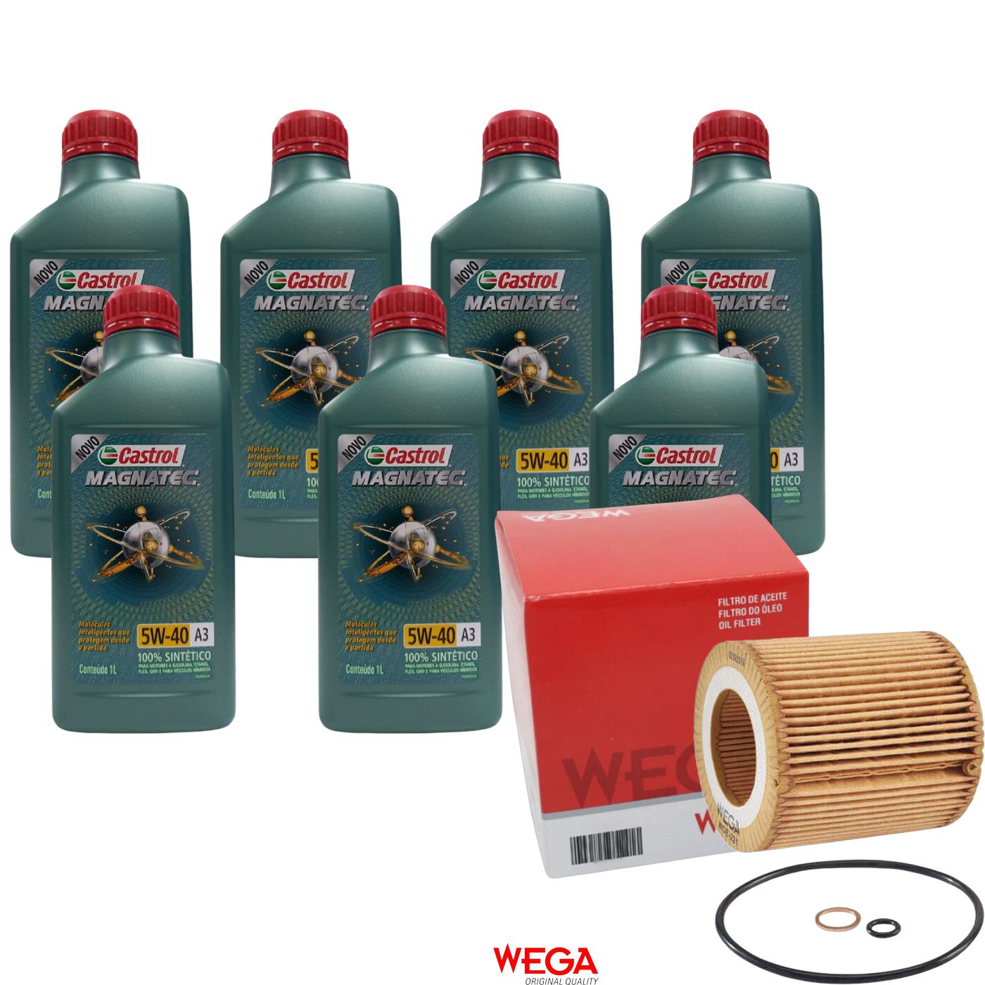 Kit Filtro e 7L Óleo Motor 5W40 Magnatec - Castrol / Wega - 3436621 / WOE-221