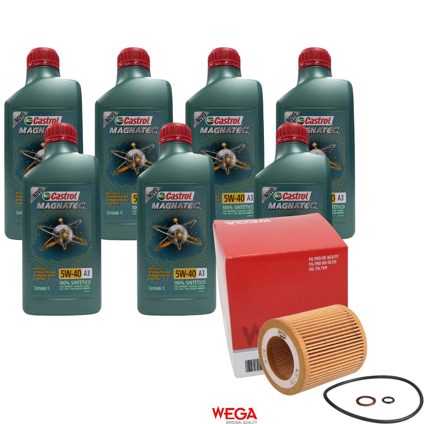 Kit Filtro e 7L Óleo Motor 5W40 Magnatec - Castrol / Wega - 3436621 / WOE-236