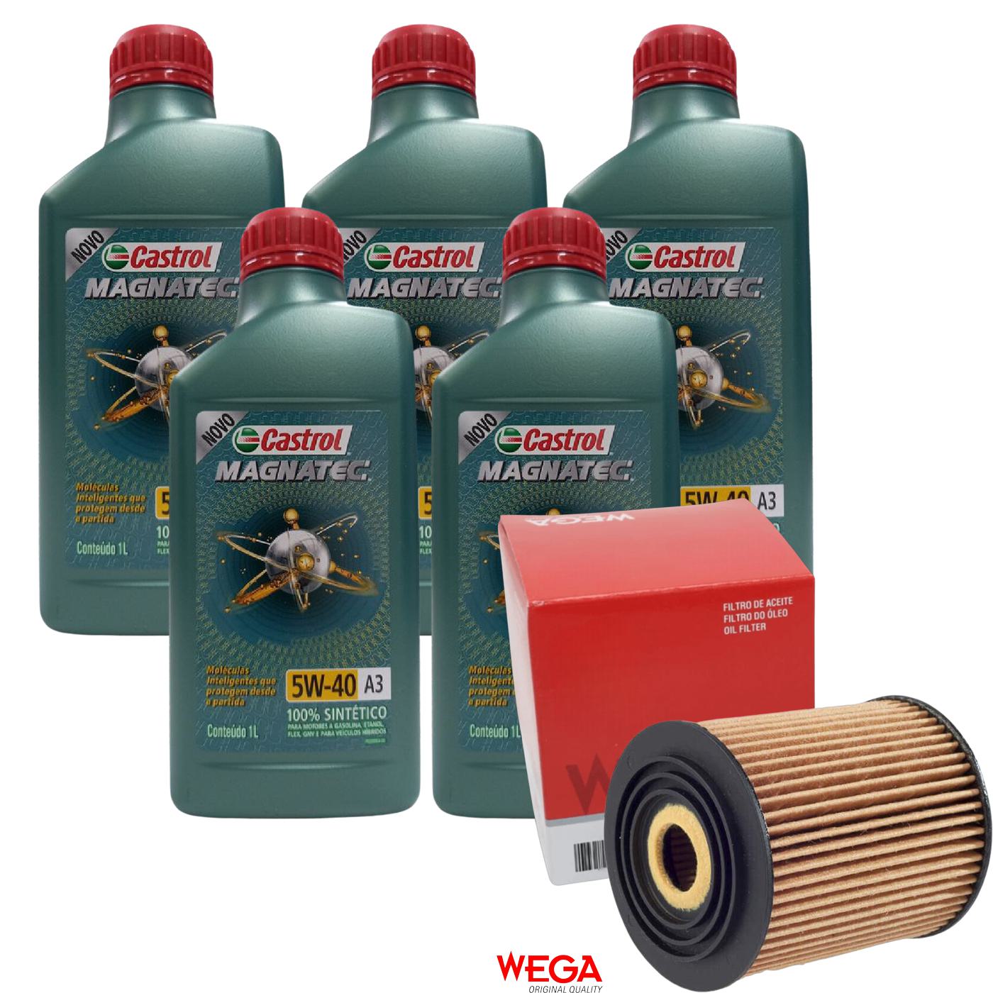 Kit Filtro e 5L Óleo Motor 5W40 Magnatec - Castrol / Wega - 3436621 / WOE-912