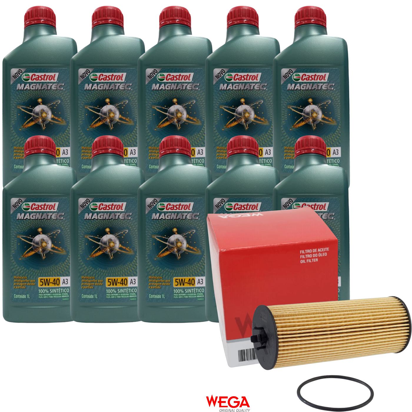 Kit Filtro e 10L Óleo Motor 5W40 Magnatec - Castrol / Wega - 3436621 / WOE-457