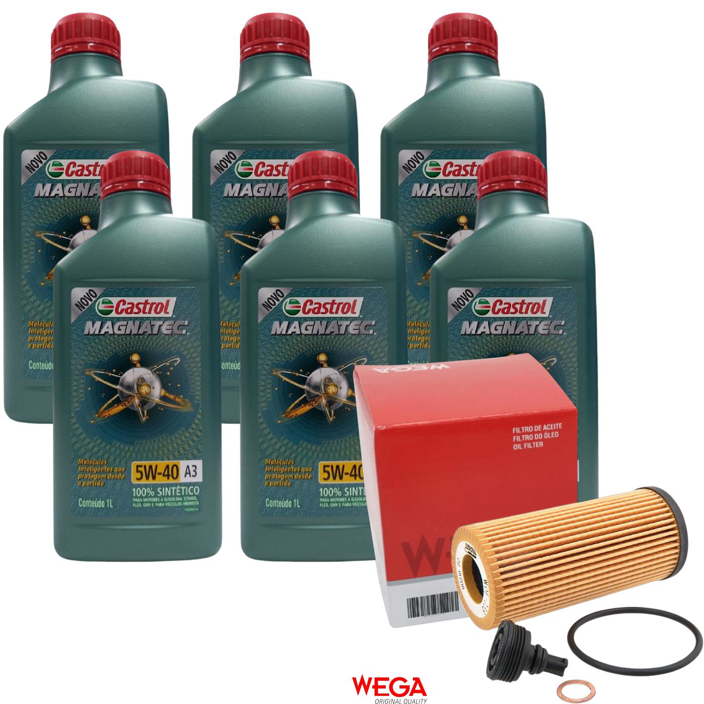Kit Filtro e 6L Óleo Motor 5W40 Magnatec - Castrol / Wega - 3436621 / WOE-238