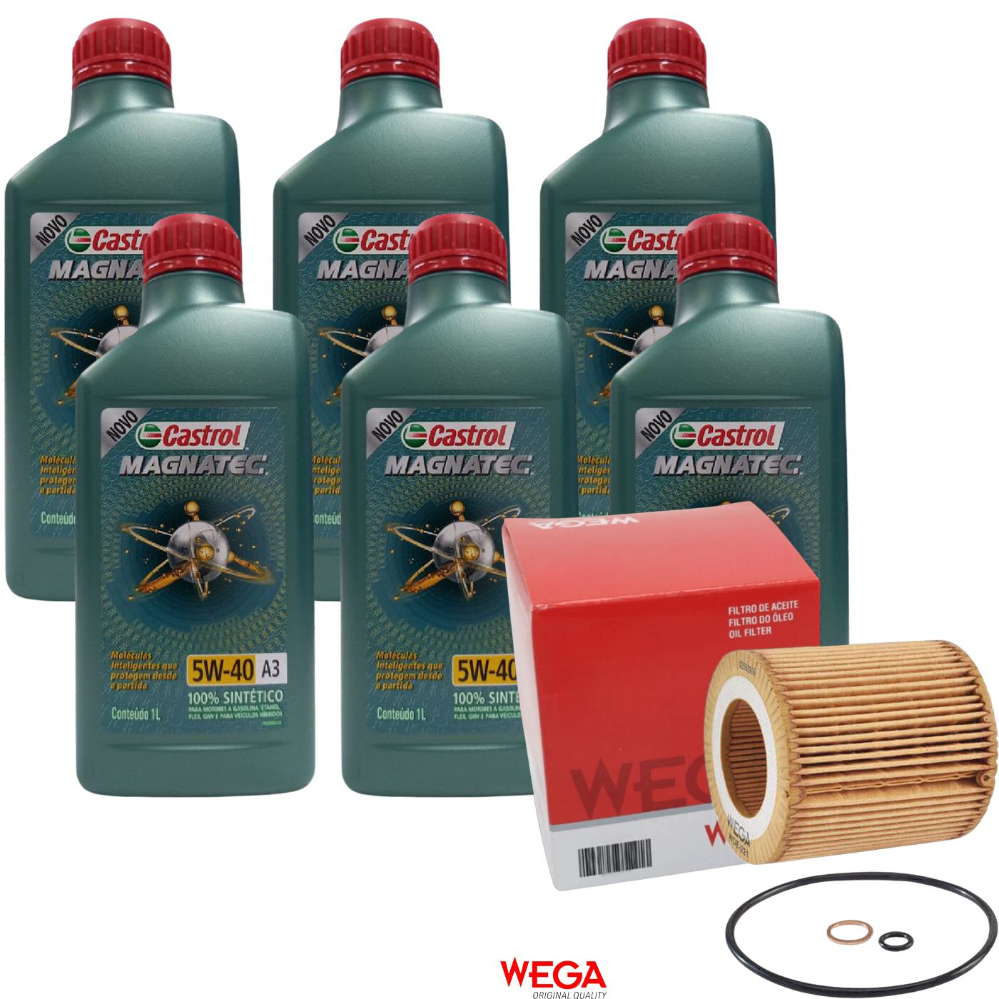 Kit Filtro e 6L Óleo Motor 5W40 Magnatec - Castrol / Wega - 3436621 / WOE-221