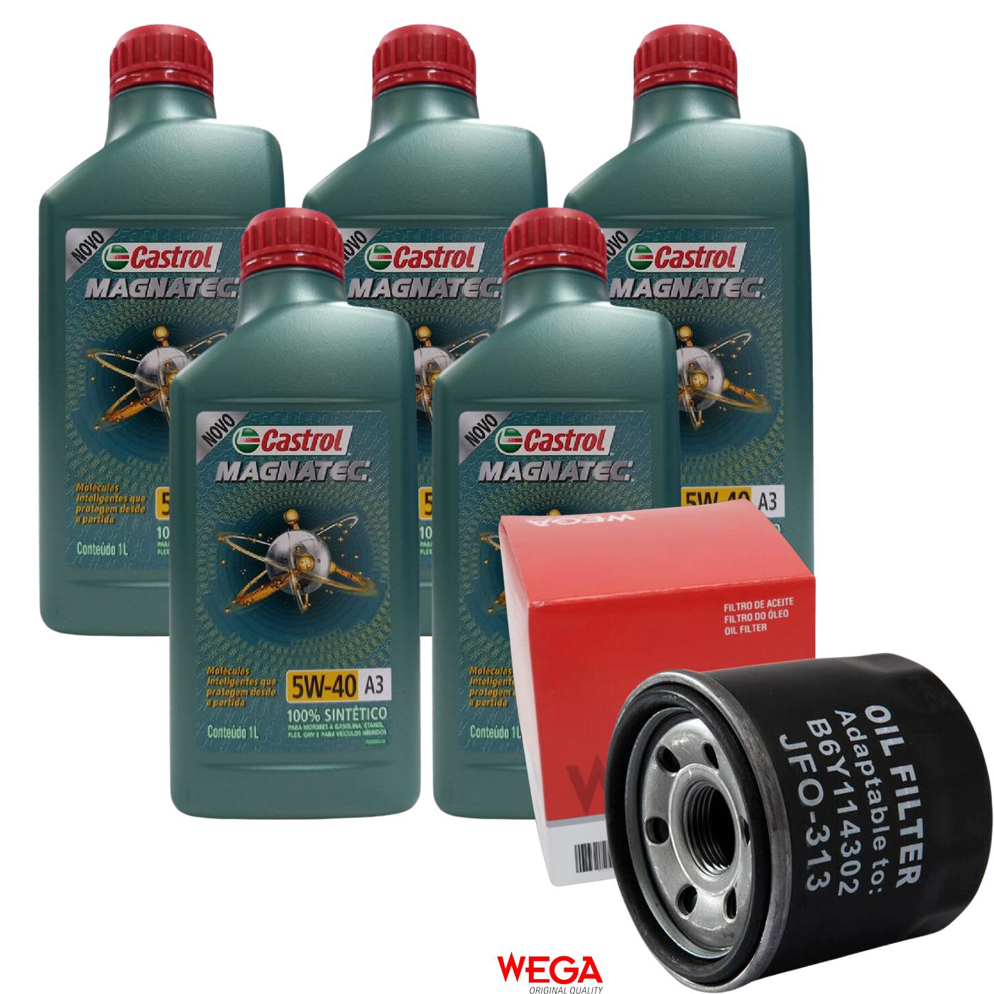 Kit Filtro e 5L Óleo Motor 5W40 Magnatec - Castrol / Wega - 3436621 / JFO-0313