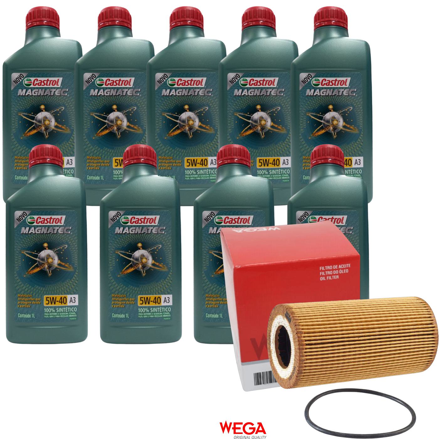Kit Filtro e 9L Óleo Motor 5W40 Magnatec - Castrol / Wega - 3436621 / WOE-631