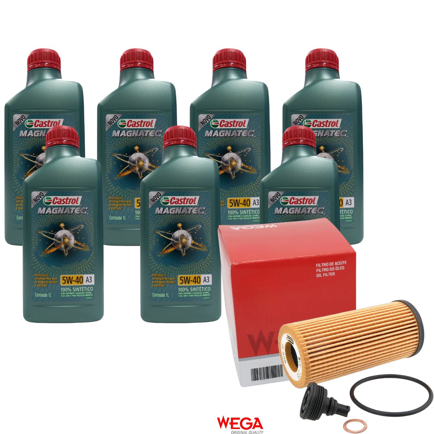 Kit Filtro e 7L Óleo Motor 5W40 Magnatec - Castrol / Wega - 3436621 / WOE-238