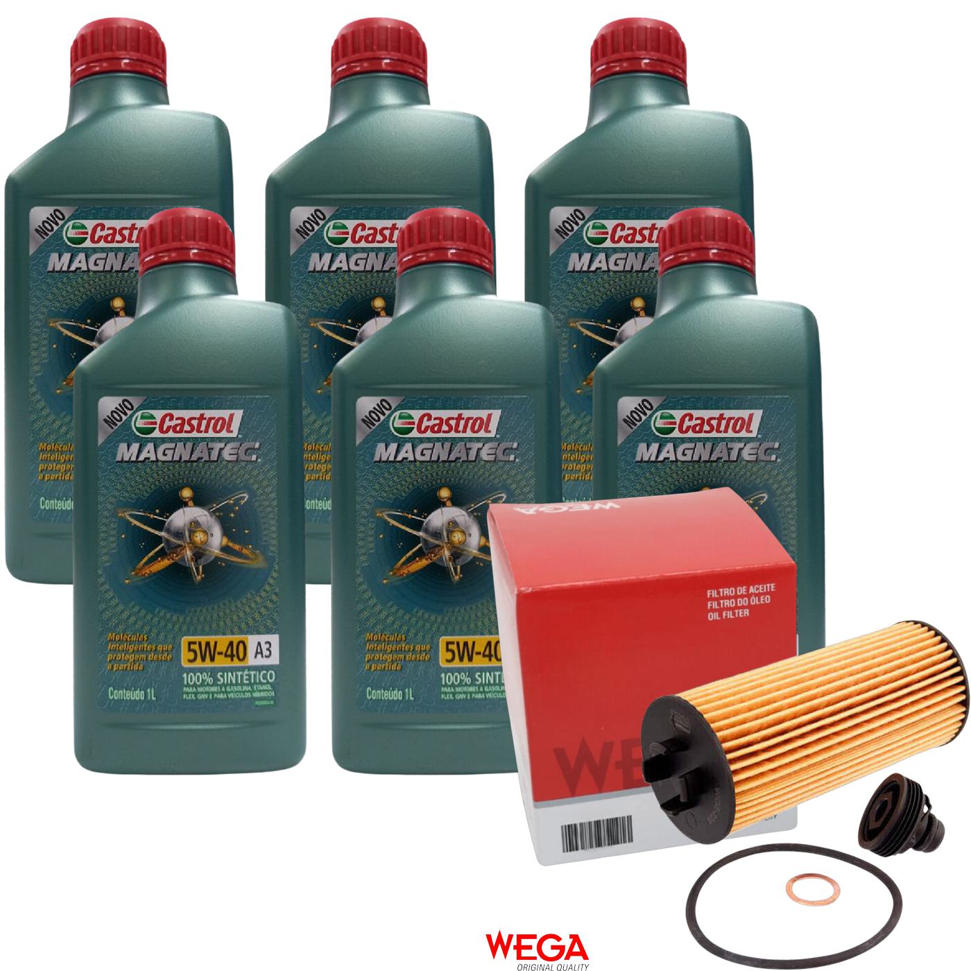 Kit Filtro e 6L Óleo Motor 5W40 Magnatec - Castrol / Wega - 3436621 / WOE-226