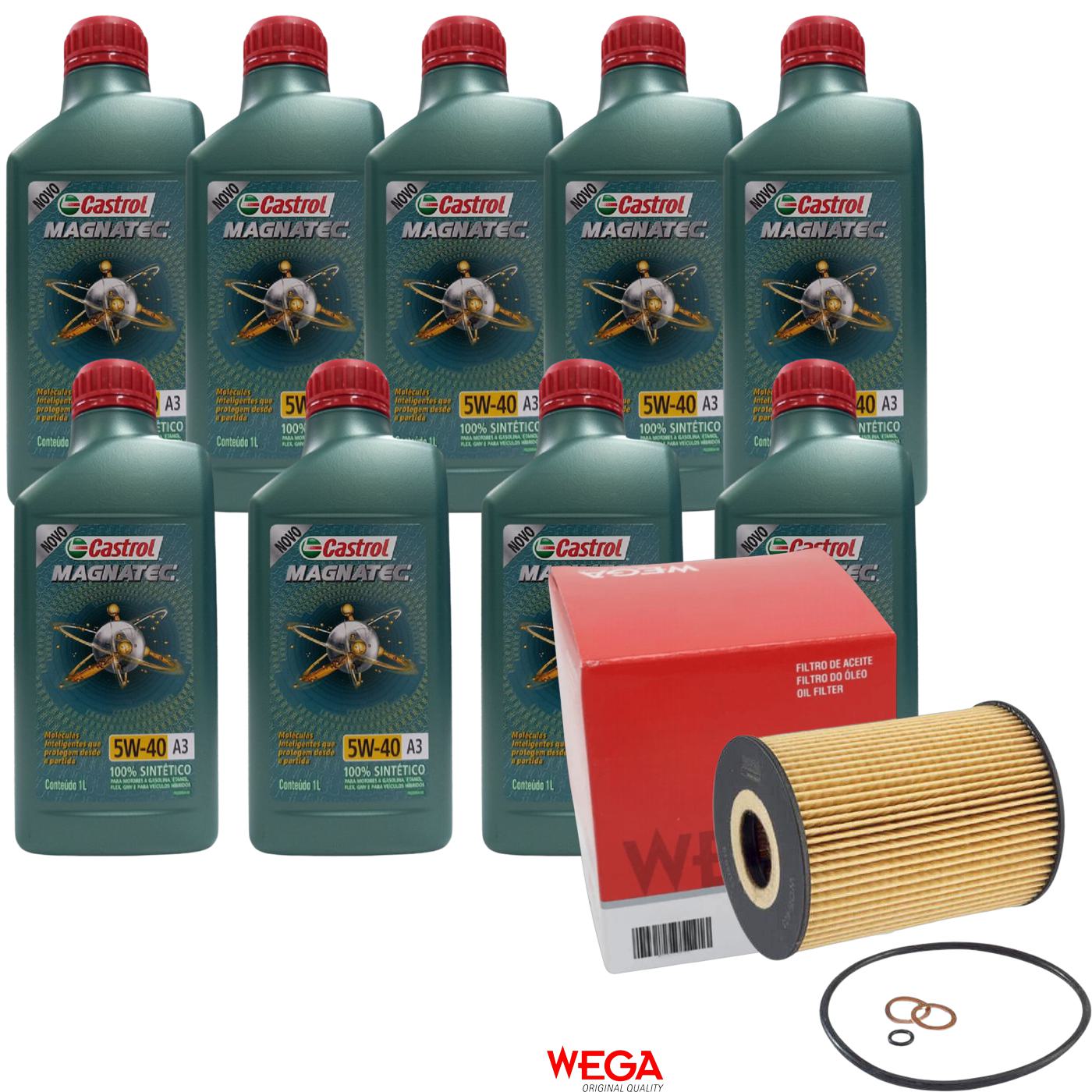 Kit Filtro e 9L Óleo Motor 5W40 Magnatec - Castrol / Wega - 3436621 / WOE-403