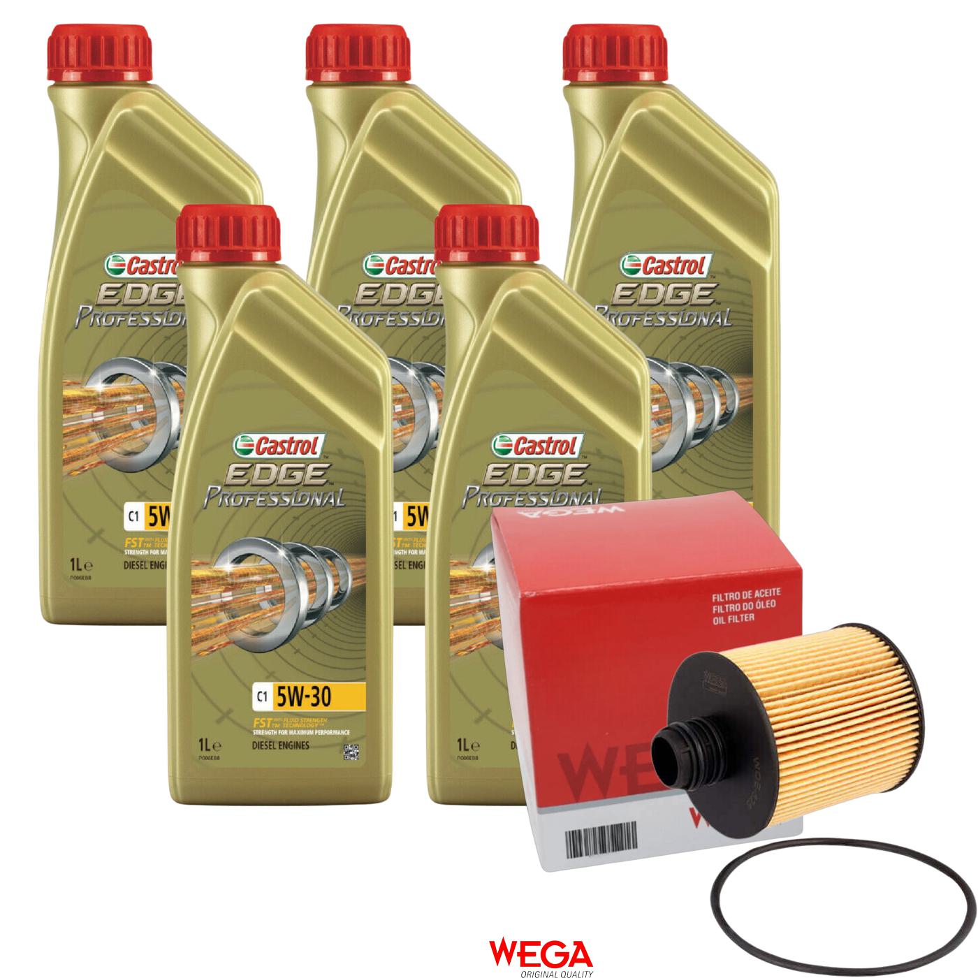 Kit Filtro e 5L Óleo Motor 5W30 Edge - Castrol / Wega - 3435580 / WOE-626