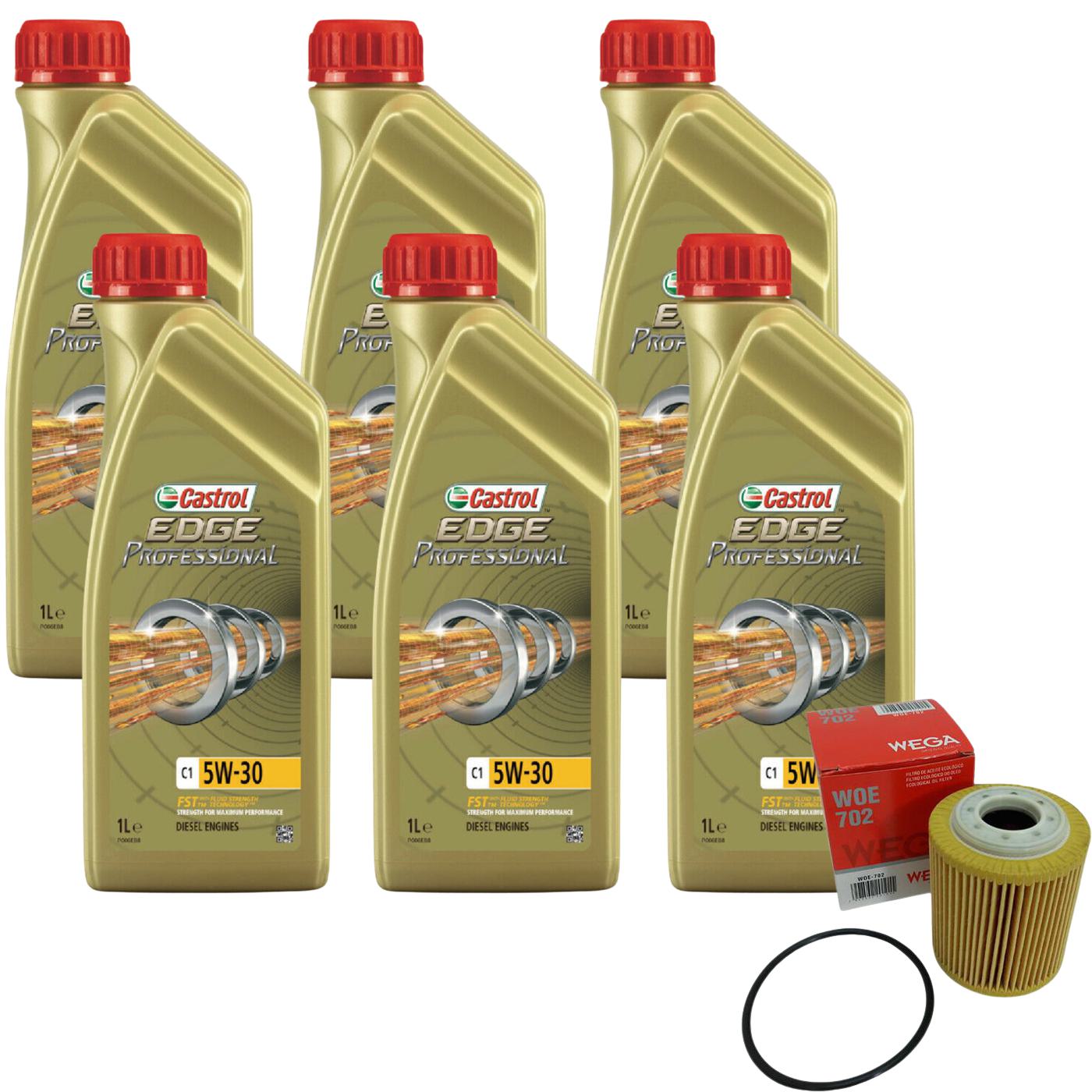 Kit Filtro e 6L Óleo Motor 5W30 Edge - Castrol / Wega - 3435580 / WOE-702