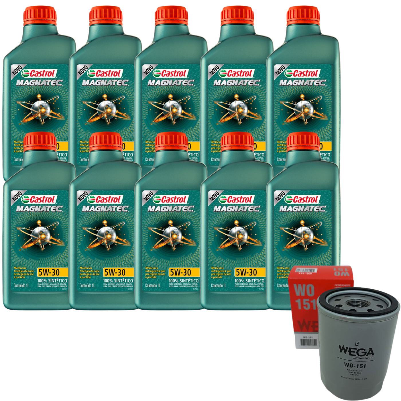 Kit Filtro e 10L Óleo Motor 5W30 Magnatec - Castrol / Wega - 3434565 / WO-151