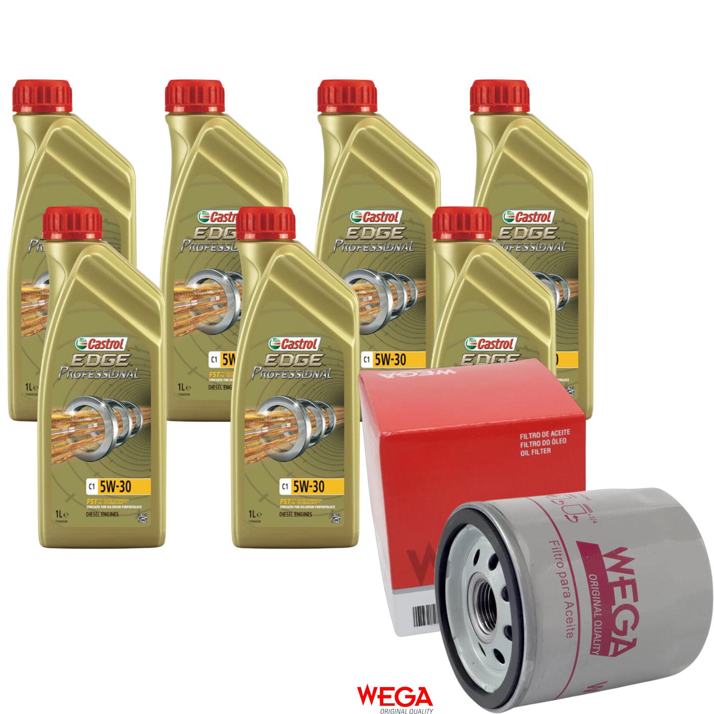 Kit Filtro e 7L Óleo Motor 5W30 Edge - Castrol / Wega - 3435580 / WO-153