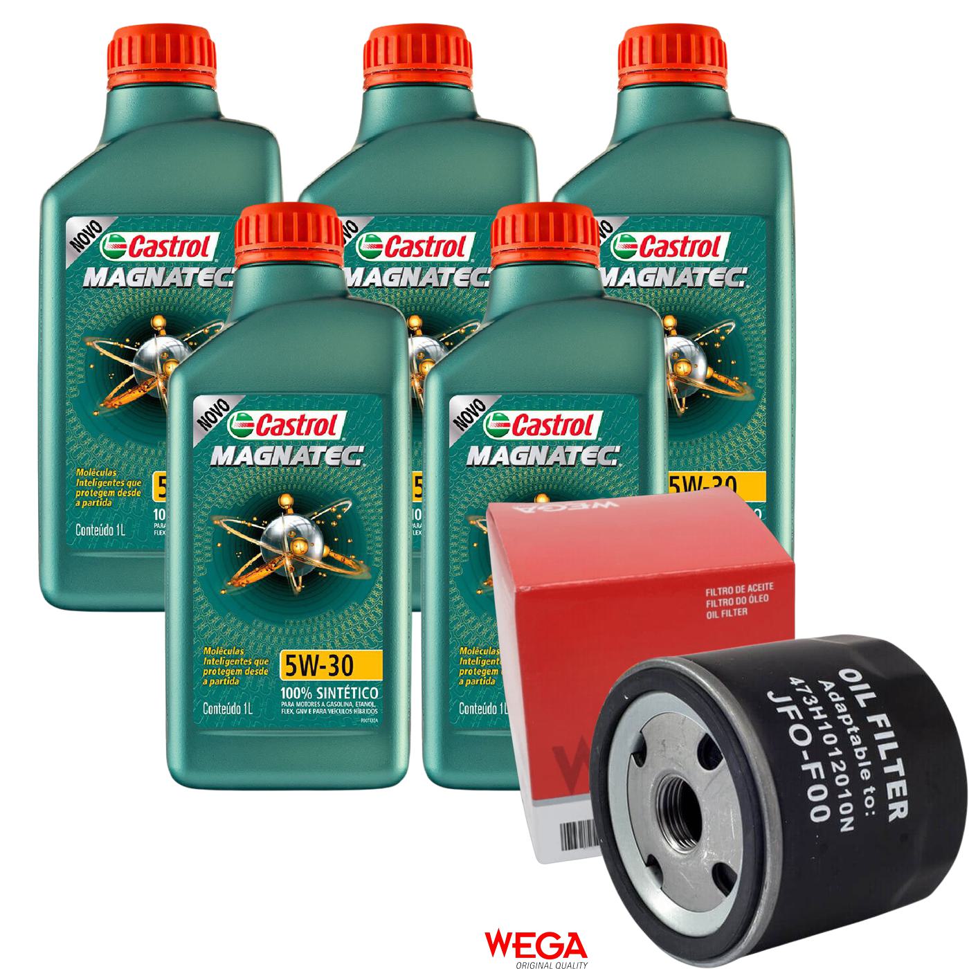 Kit Filtro e 5L Óleo Motor 5W30 Magnatec - Castrol / Wega - 3434565 / JFO-0F00