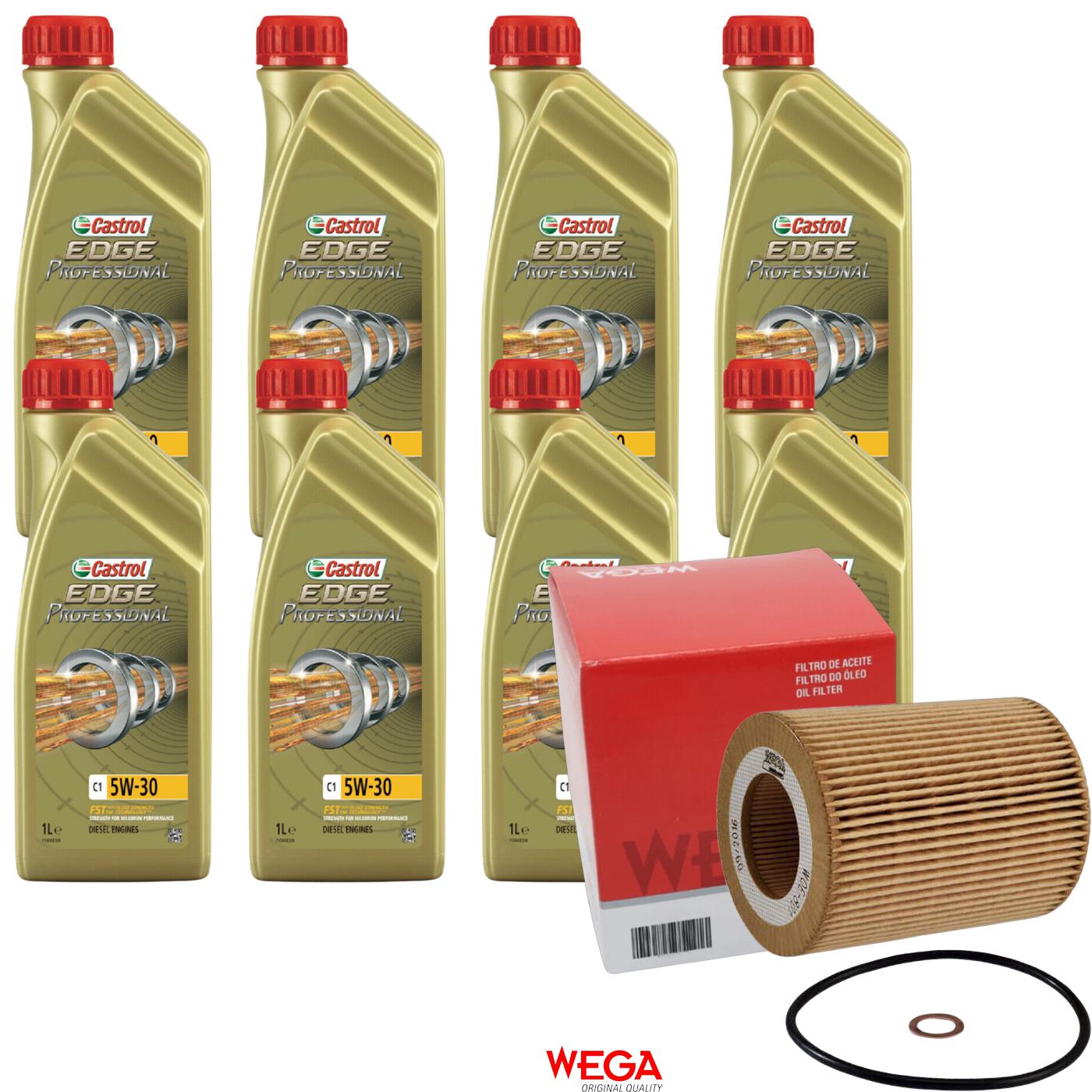 Kit Filtro e 8L Óleo Motor 5W30 Edge - Castrol / Wega - 3435580 / WOE-801