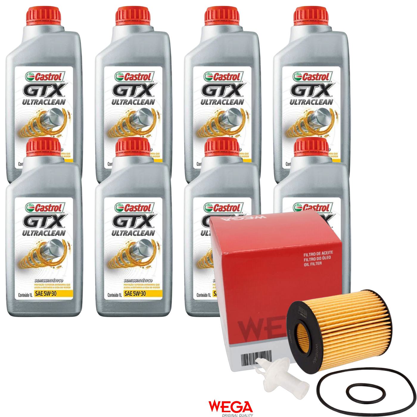 Kit Filtro e 8L Óleo Motor 5W30 GTX - Castrol / Wega - 3435995 / WOE-804